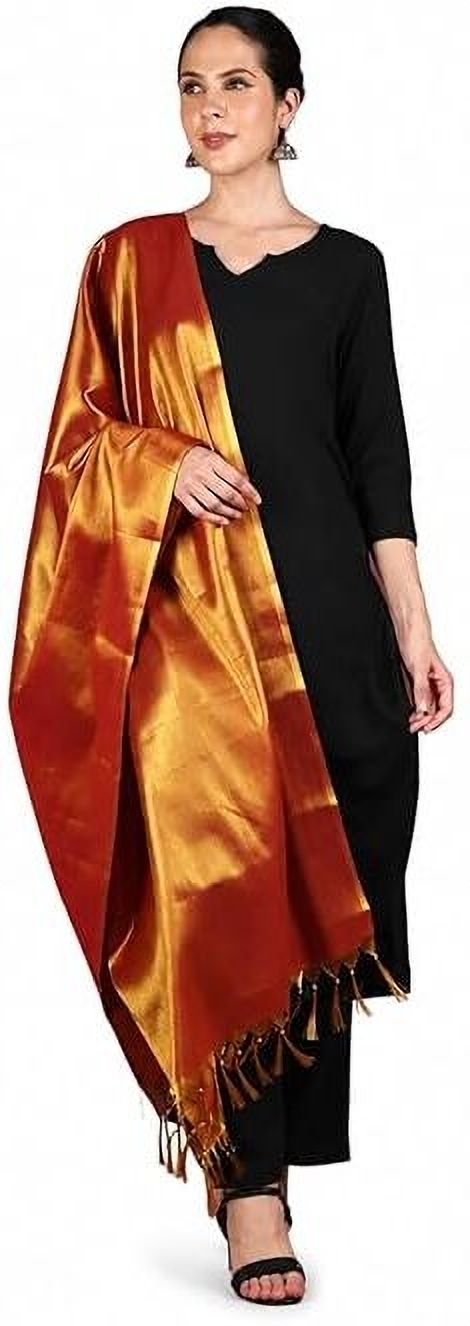 fashily Art Silk Solid Maroon Women Dupatta-picture-0