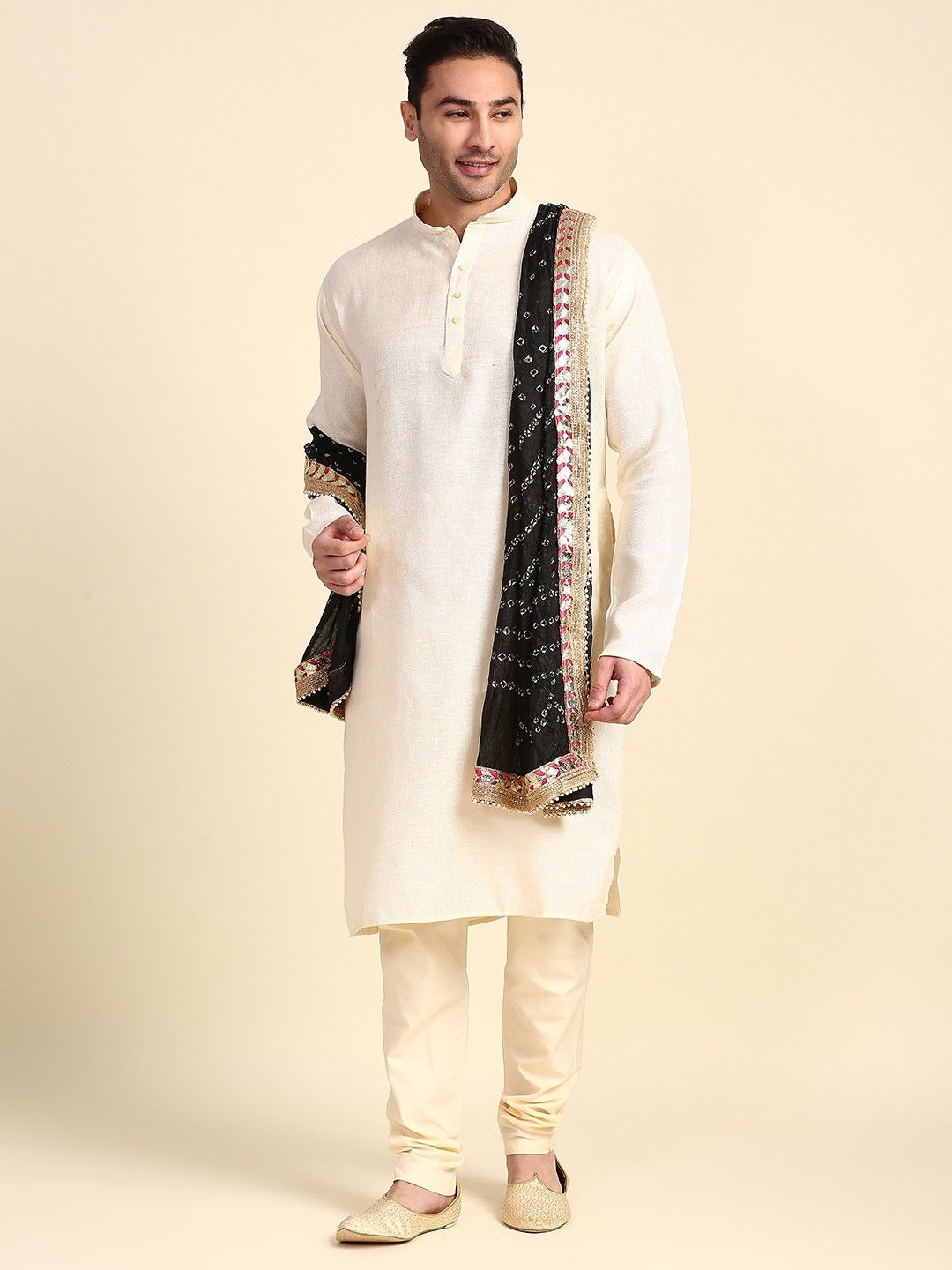 dupatta bazaar Silk Blend Printed Black Men Dupatta-picture-19