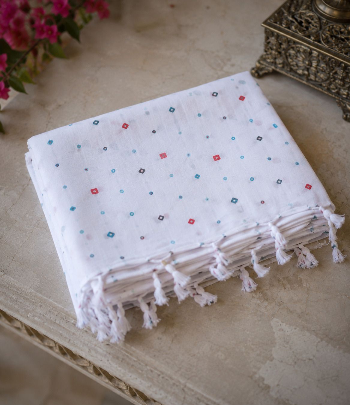 Rayon Printed White Men Dupatta-image-5