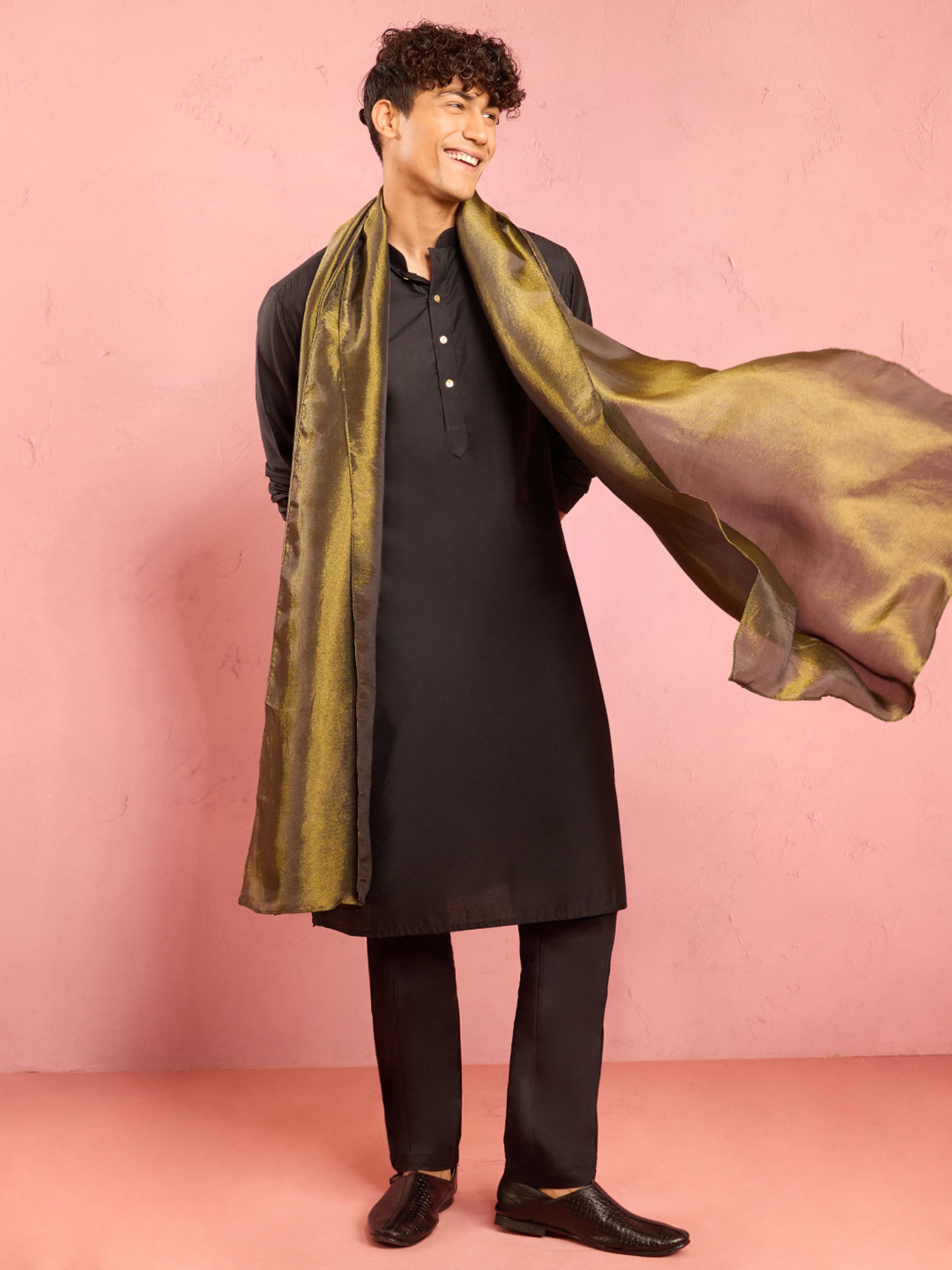 Organza Solid Green Men Dupatta-image-42