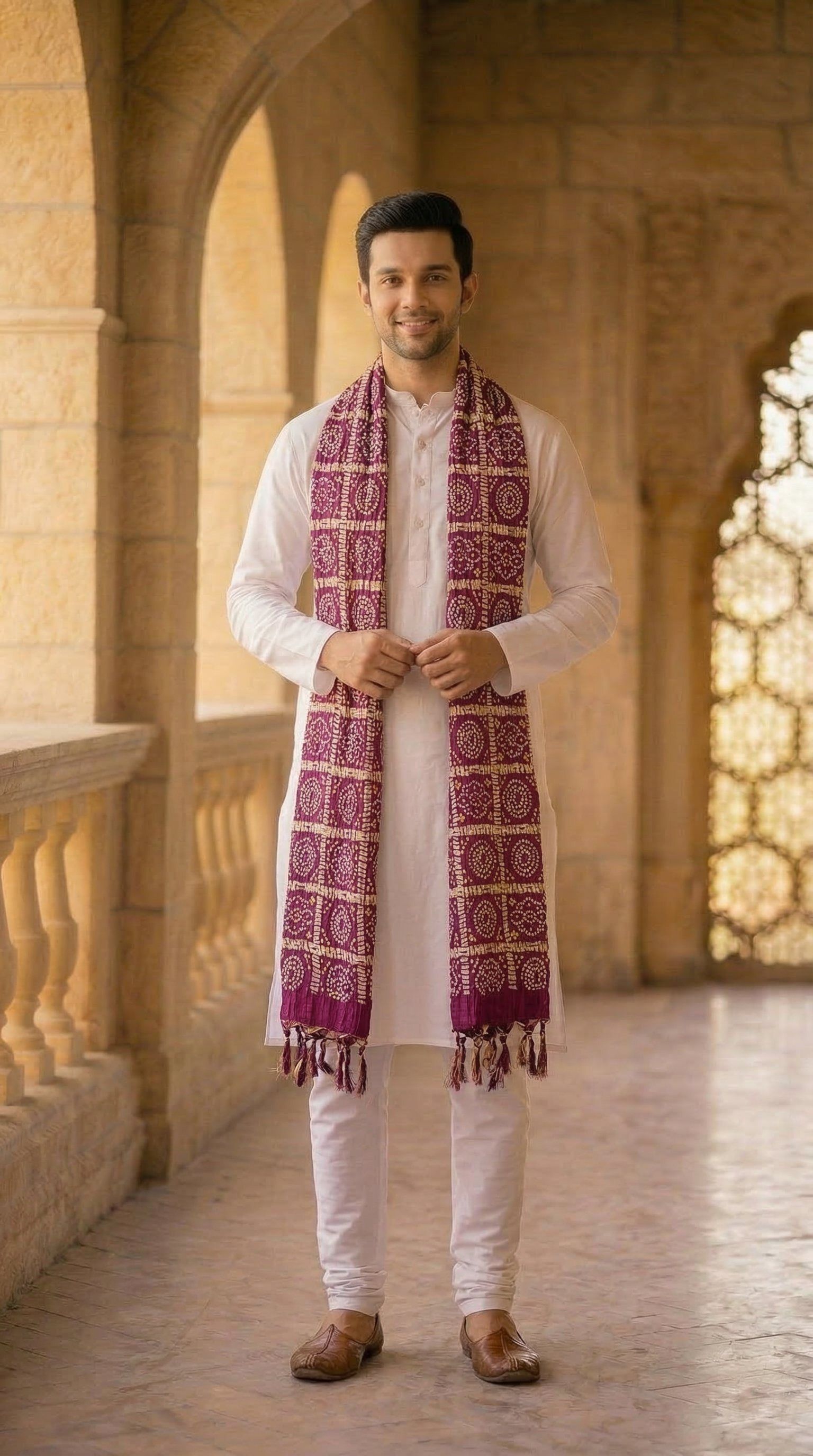 zamour Chiffon Printed Purple Men Dupatta-picture-14