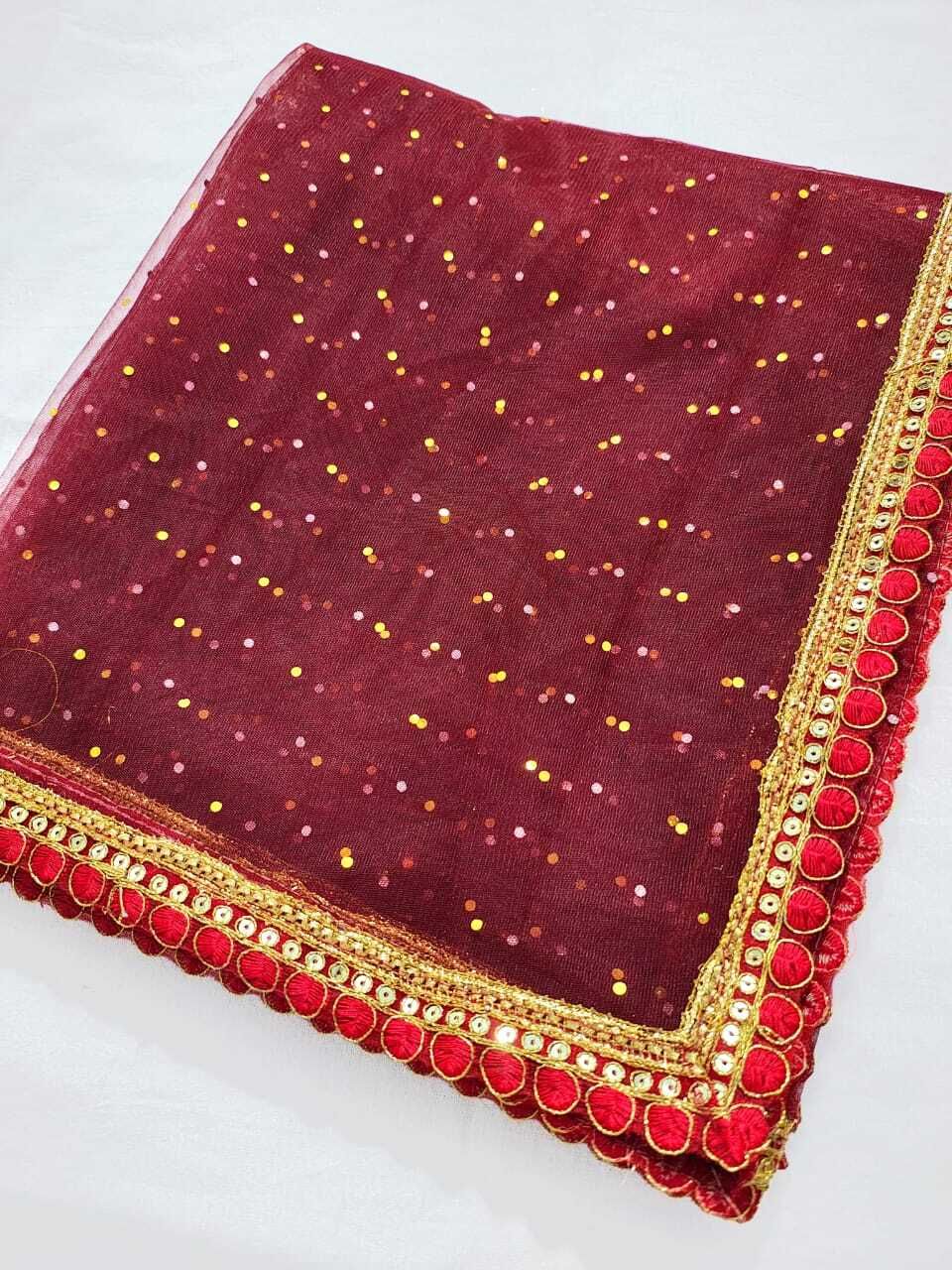 Net Embellished Maroon Women Dupatta-image-44