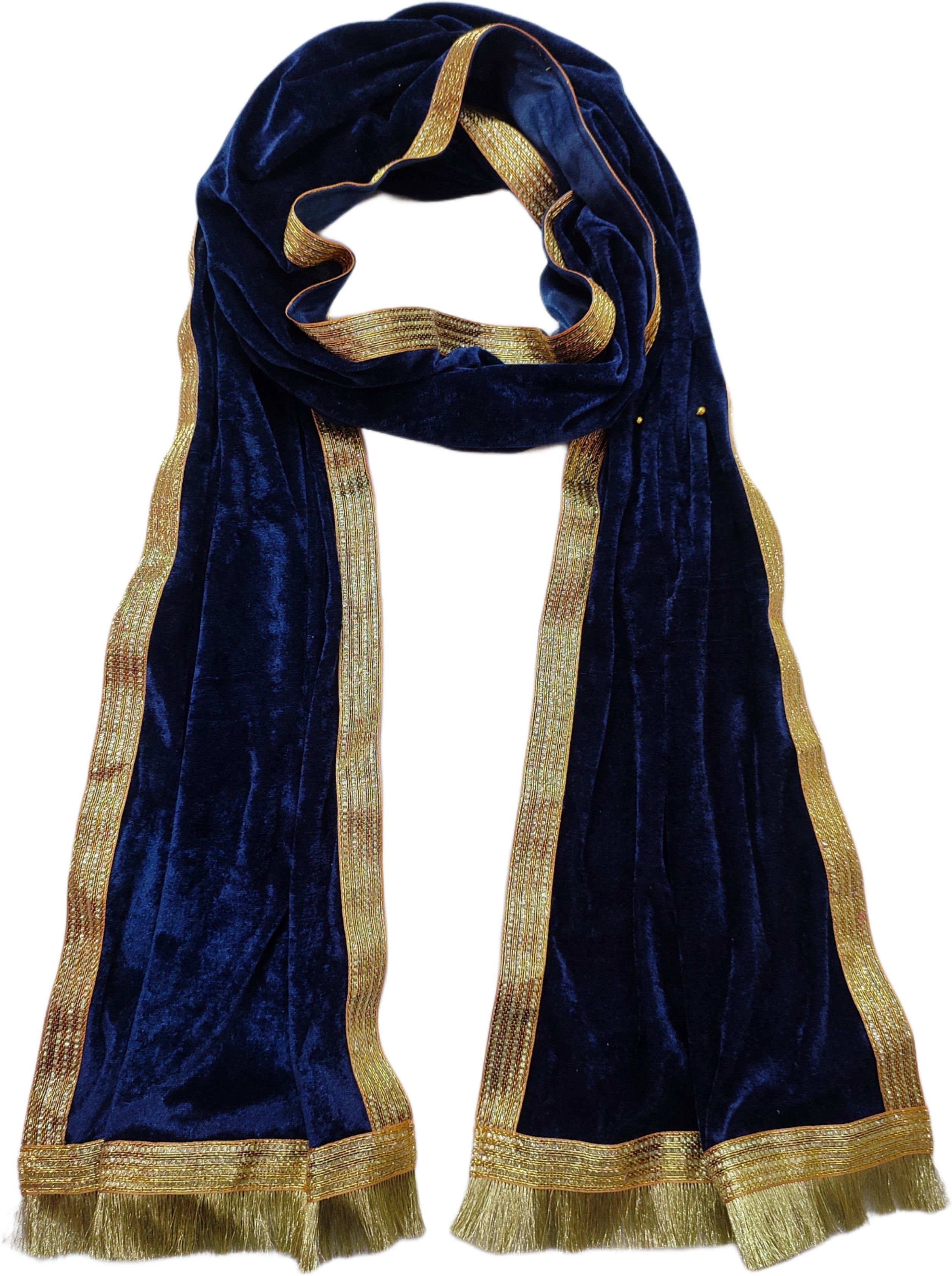 Velvet Embellished Dark Blue Men Dupatta