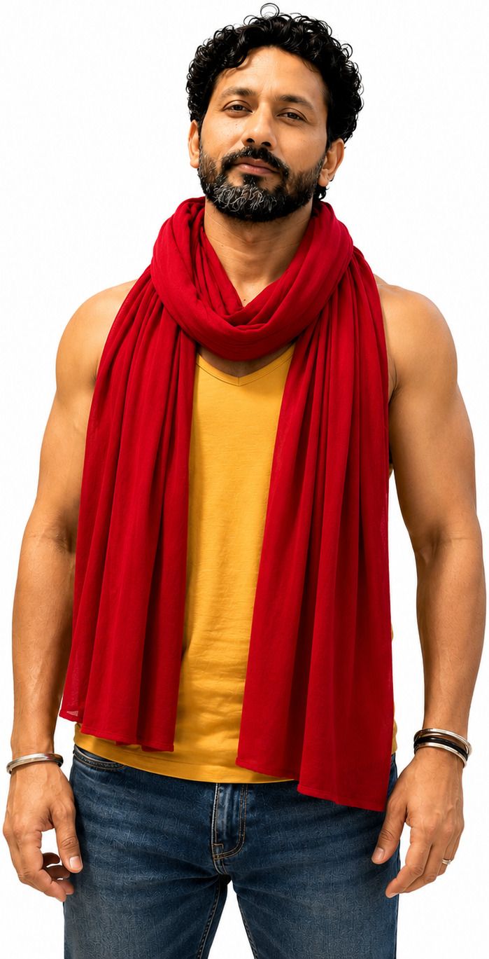 Pure Cotton Solid Red Men Dupatta-image-19