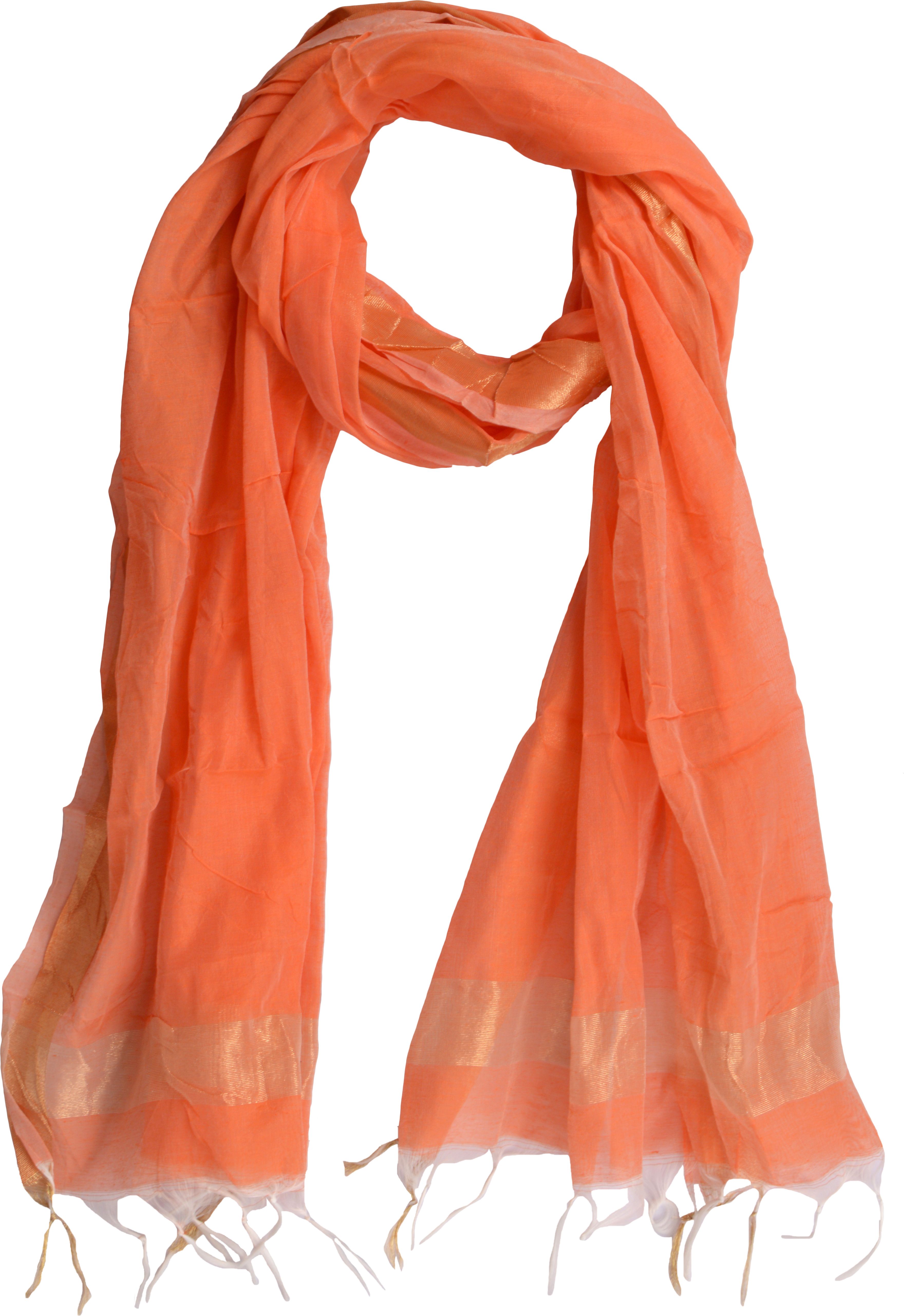 whiteheaven Pure Silk Solid Orange Women Dupatta-picture-38