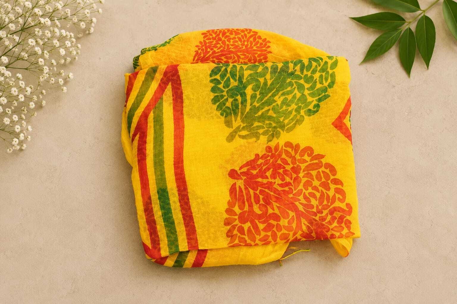 Chiffon Printed Yellow Women Dupatta-image-21