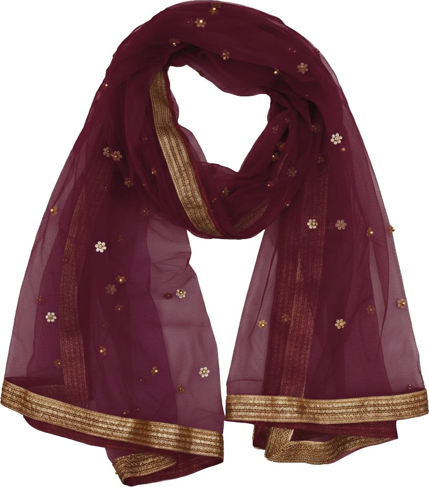 whiteheaven Net Embroidered Purple Women Dupatta-picture-12