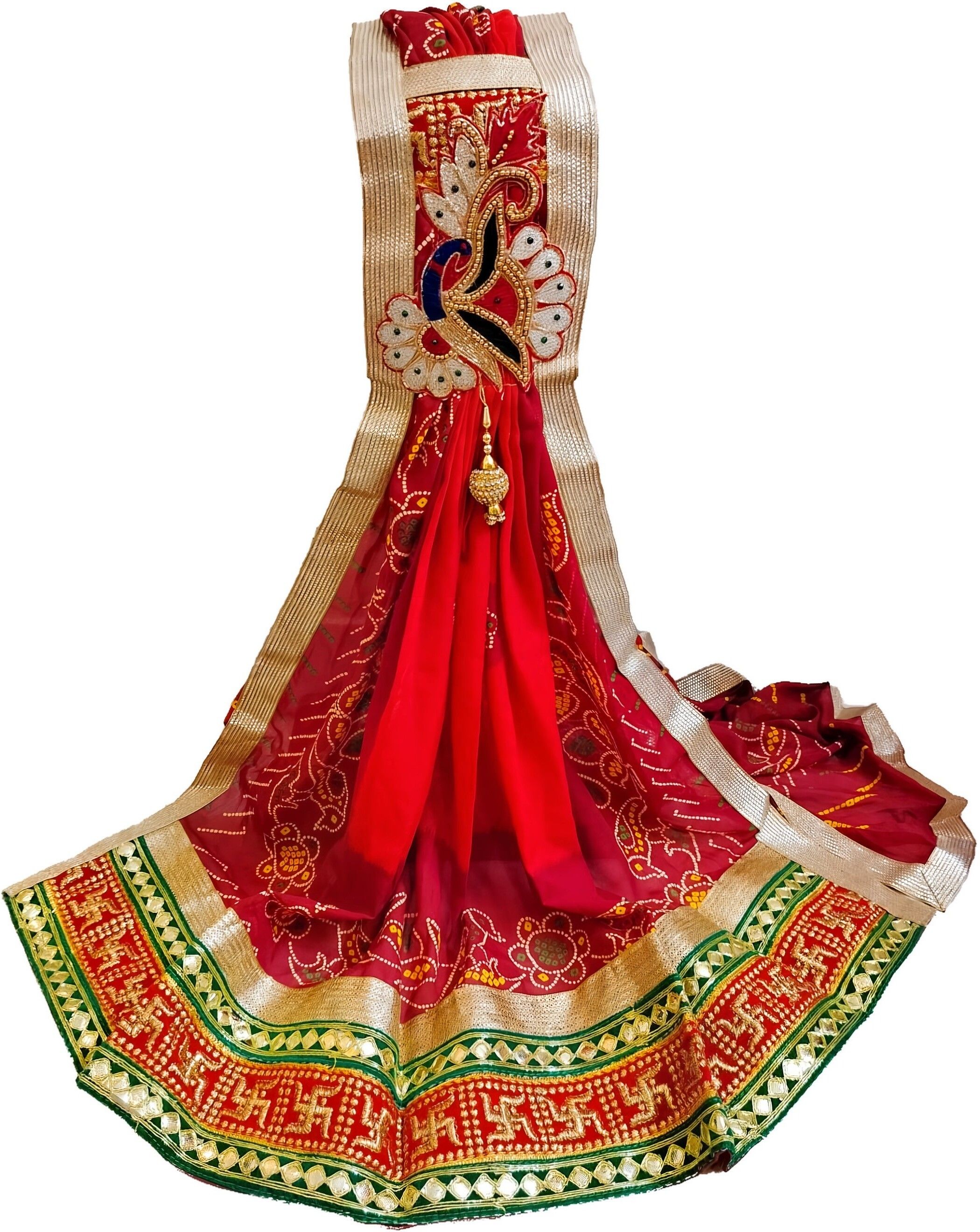 Poly Georgette Embroidered Orange Women Dupatta-image-46