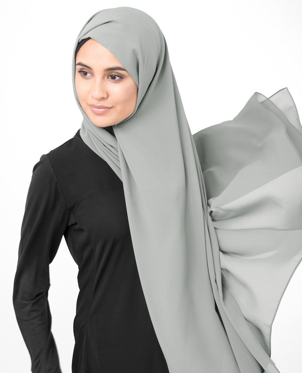 Solid Georgette Women Grey Scarf, Stole-image-39