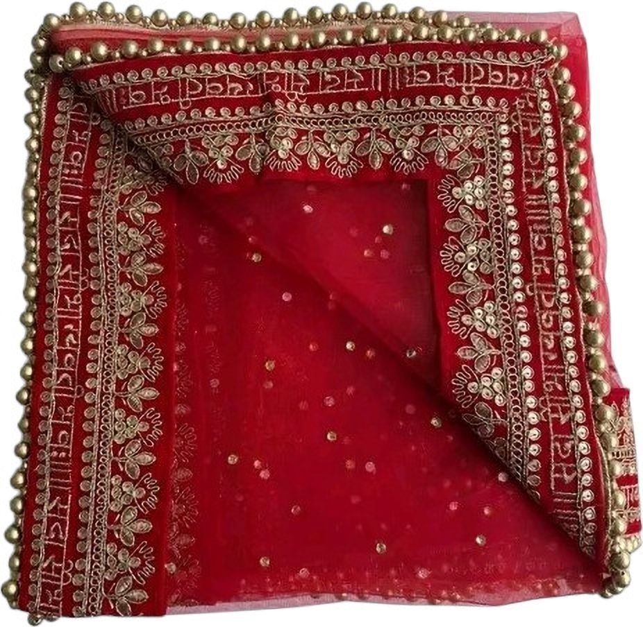 Velvet Embroidered Red Men Dupatta-image-46