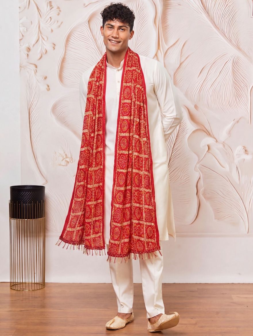 Silk Blend, Polycotton Printed Multicolor Men Dupatta-image-13