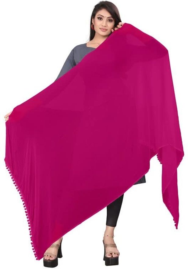 Chiffon Solid Pink Women Dupatta-image-46