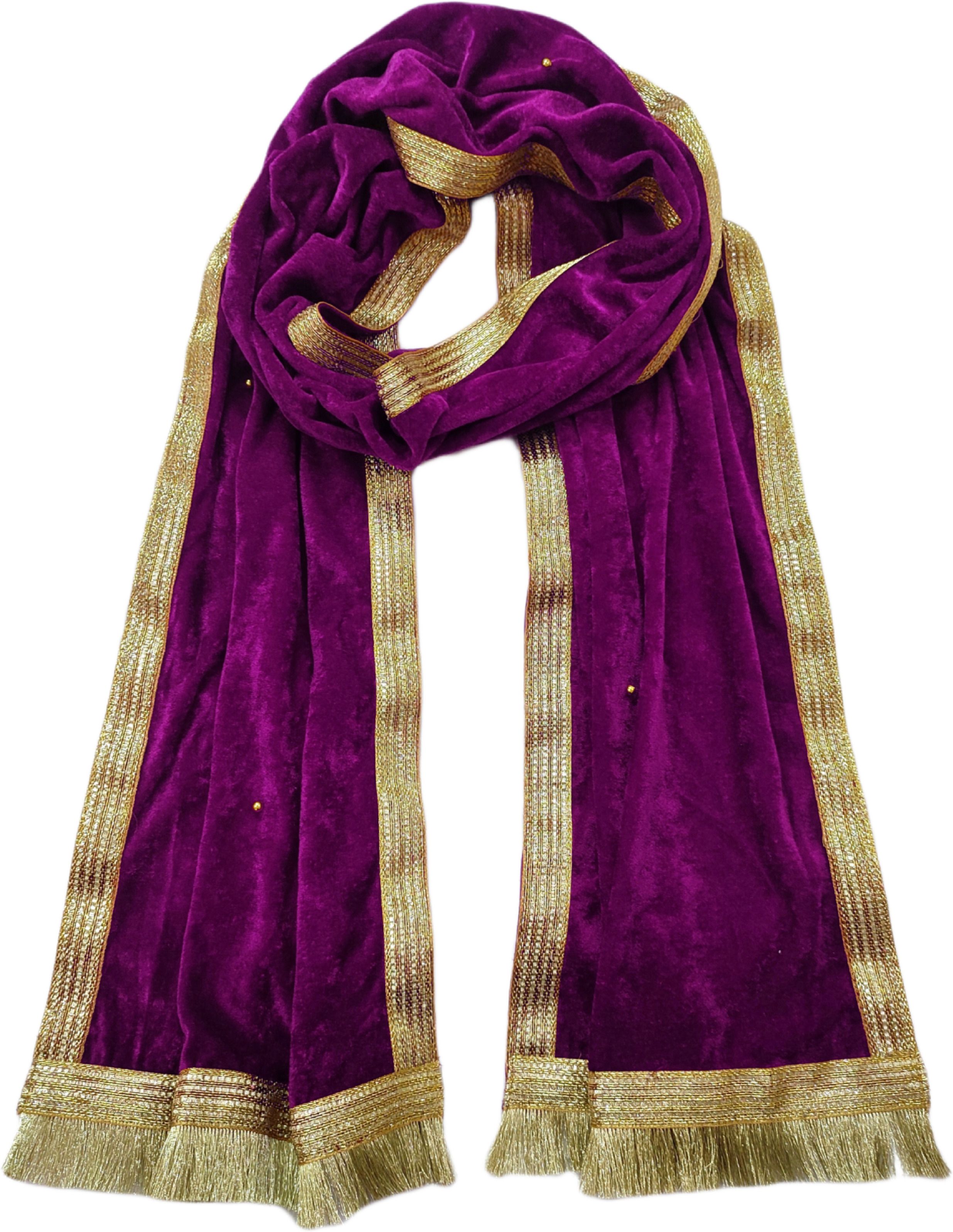 Velvet Embellished Purple, Gold Men Dupatta