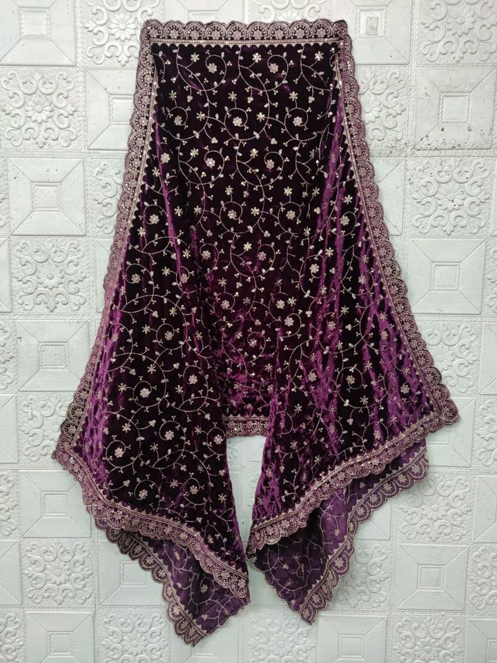 nv patel Velvet Embroidered Purple Women Dupatta-picture-19