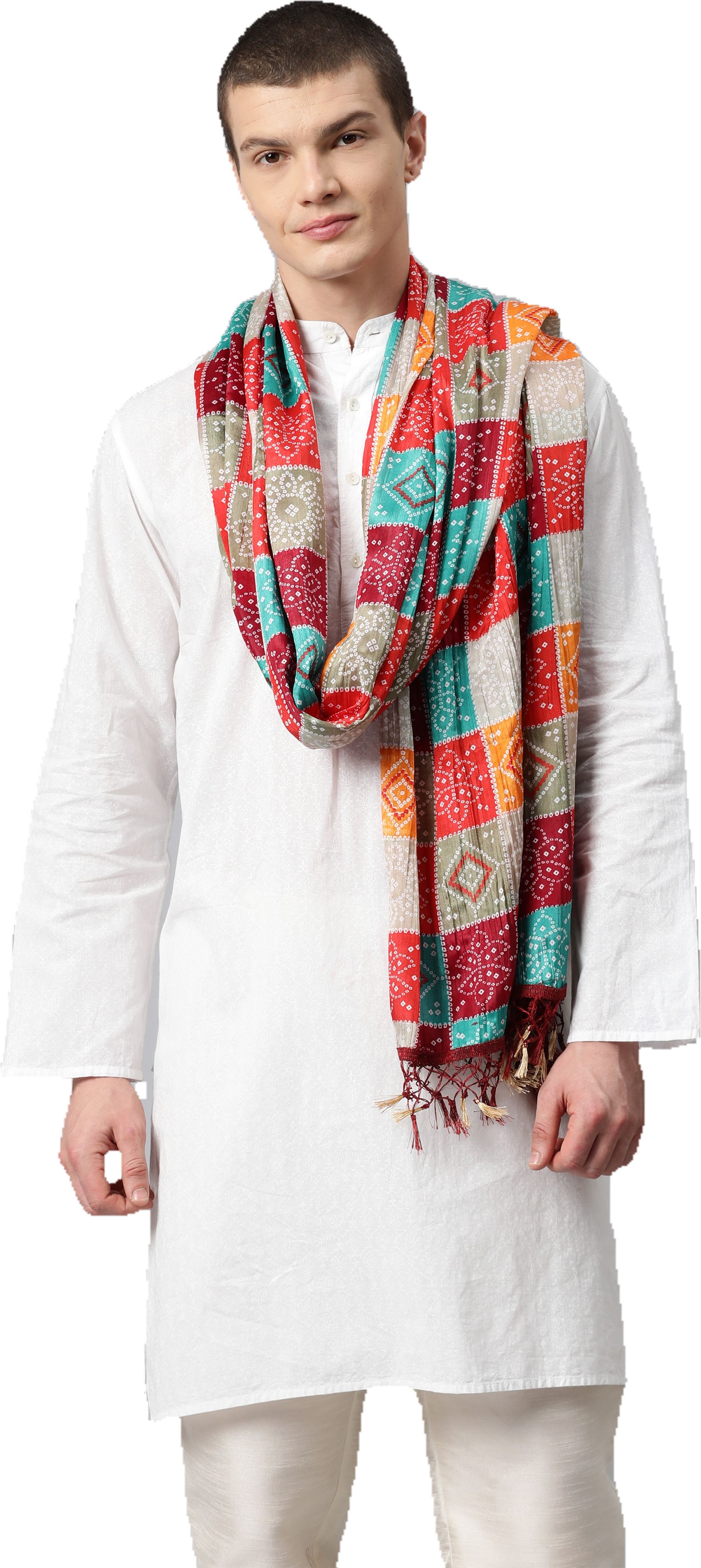 Cotton Silk Printed Multicolor Men Dupatta