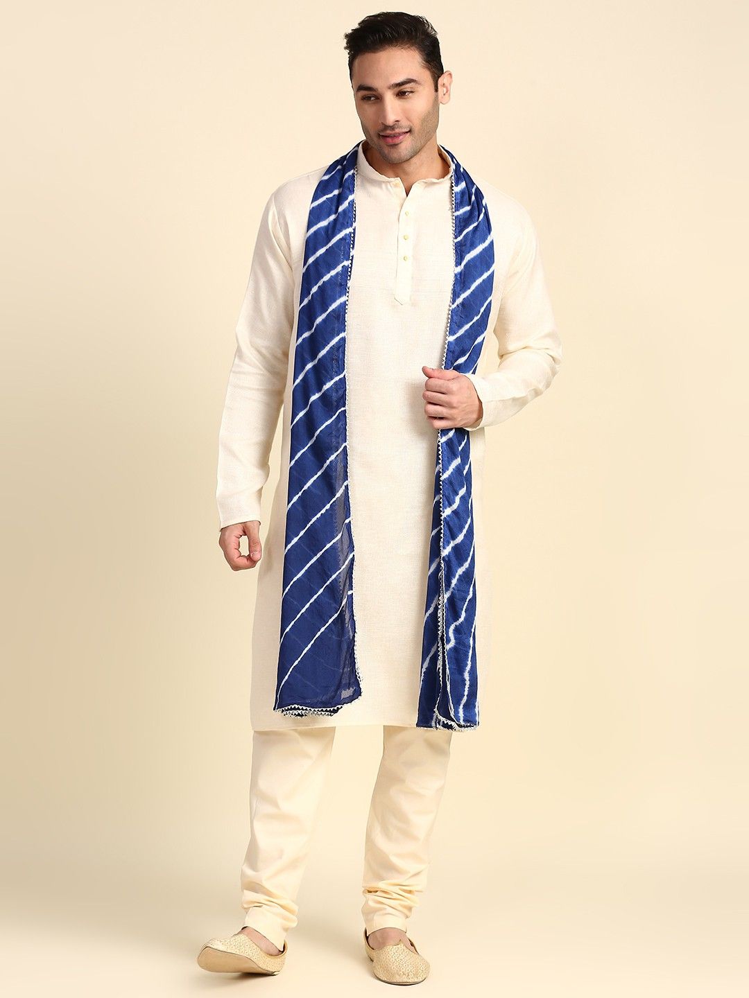 dupatta bazaar Chiffon Striped Blue Men Dupatta-picture-45