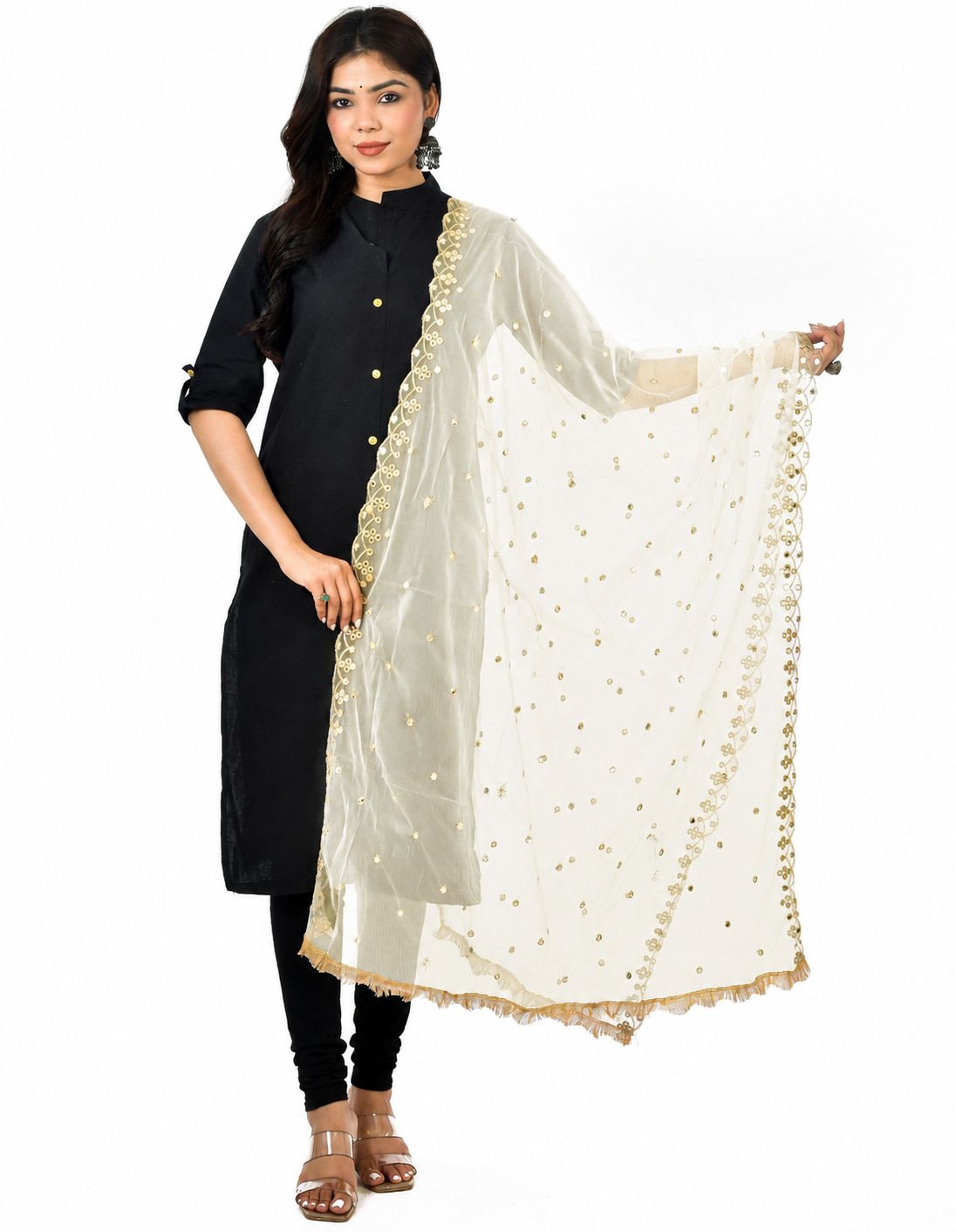 whiteheaven Net Embroidered White Women Dupatta-picture-13
