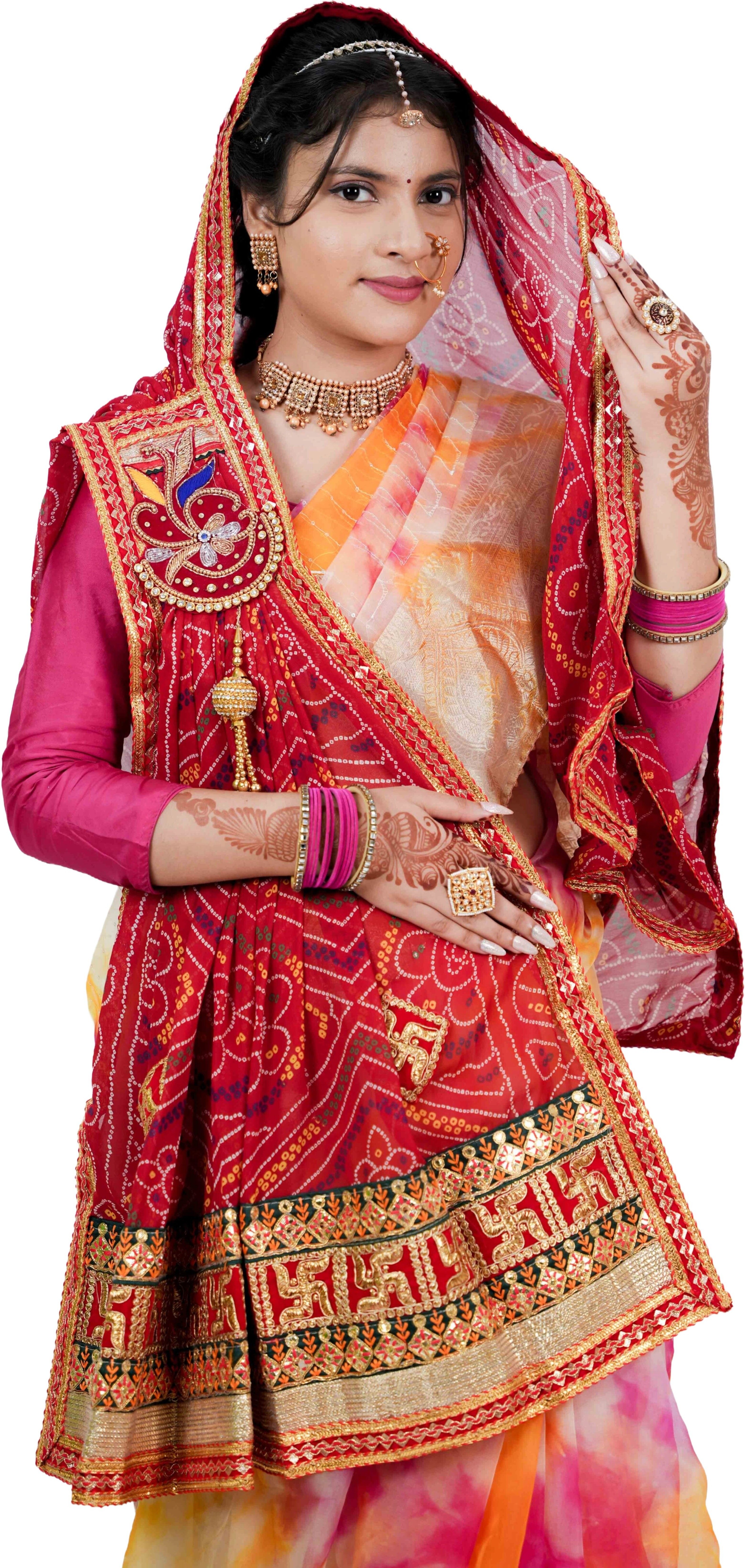 Poly Georgette Embroidered Red Women Dupatta-image-44