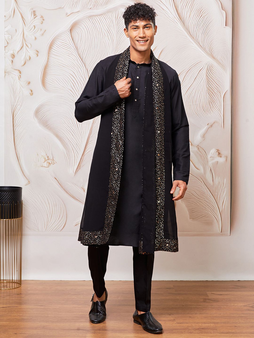 vastramay Georgette Solid Black Men Dupatta-picture-16