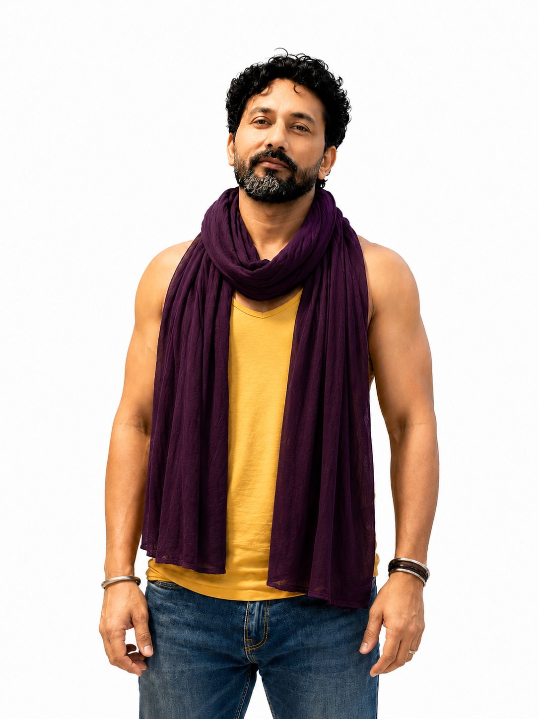 Pure Cotton Solid Maroon Men Dupatta-image-41