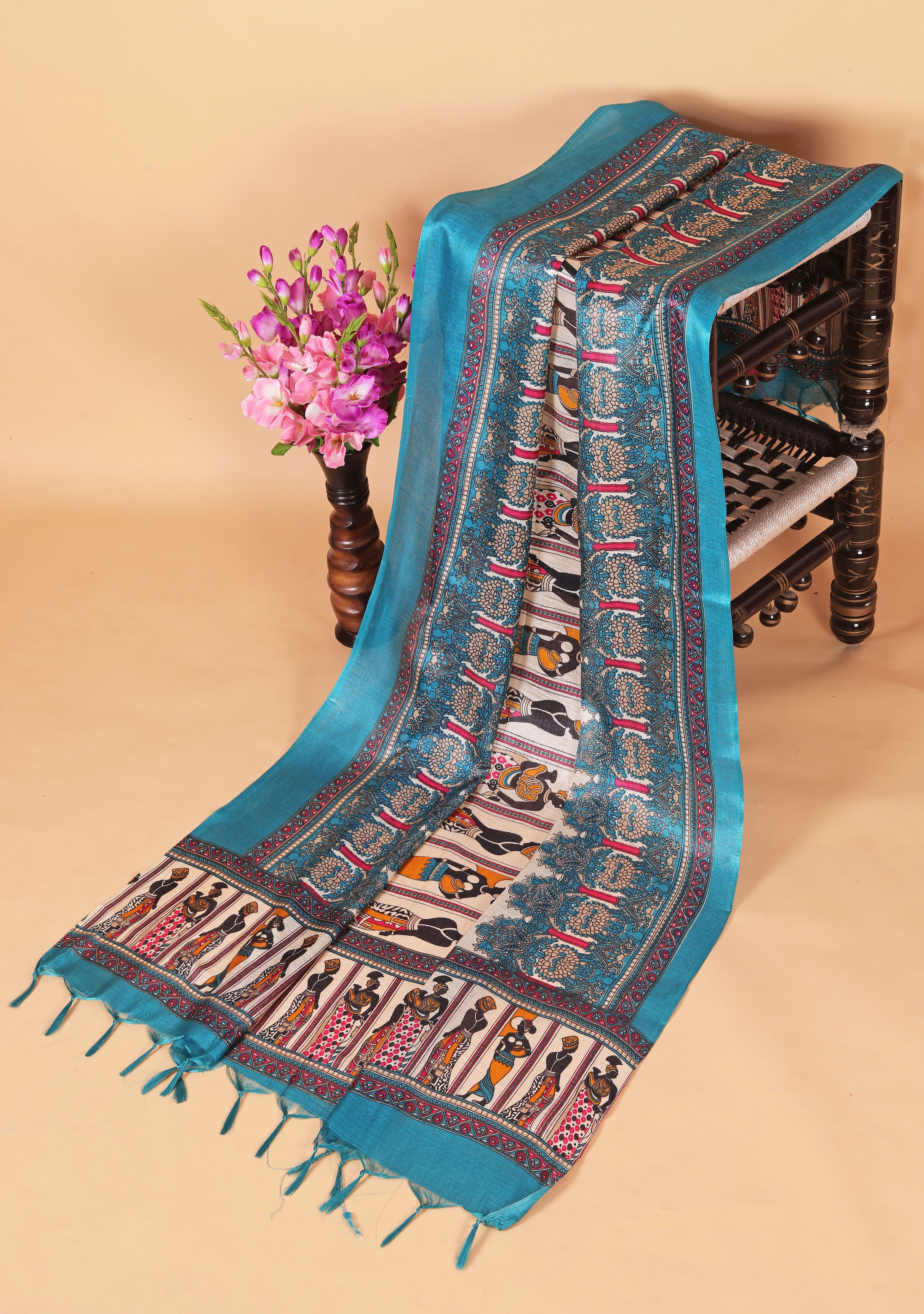 cloric fashion Cotton Silk Printed Blue Women Dupatta-picture-21