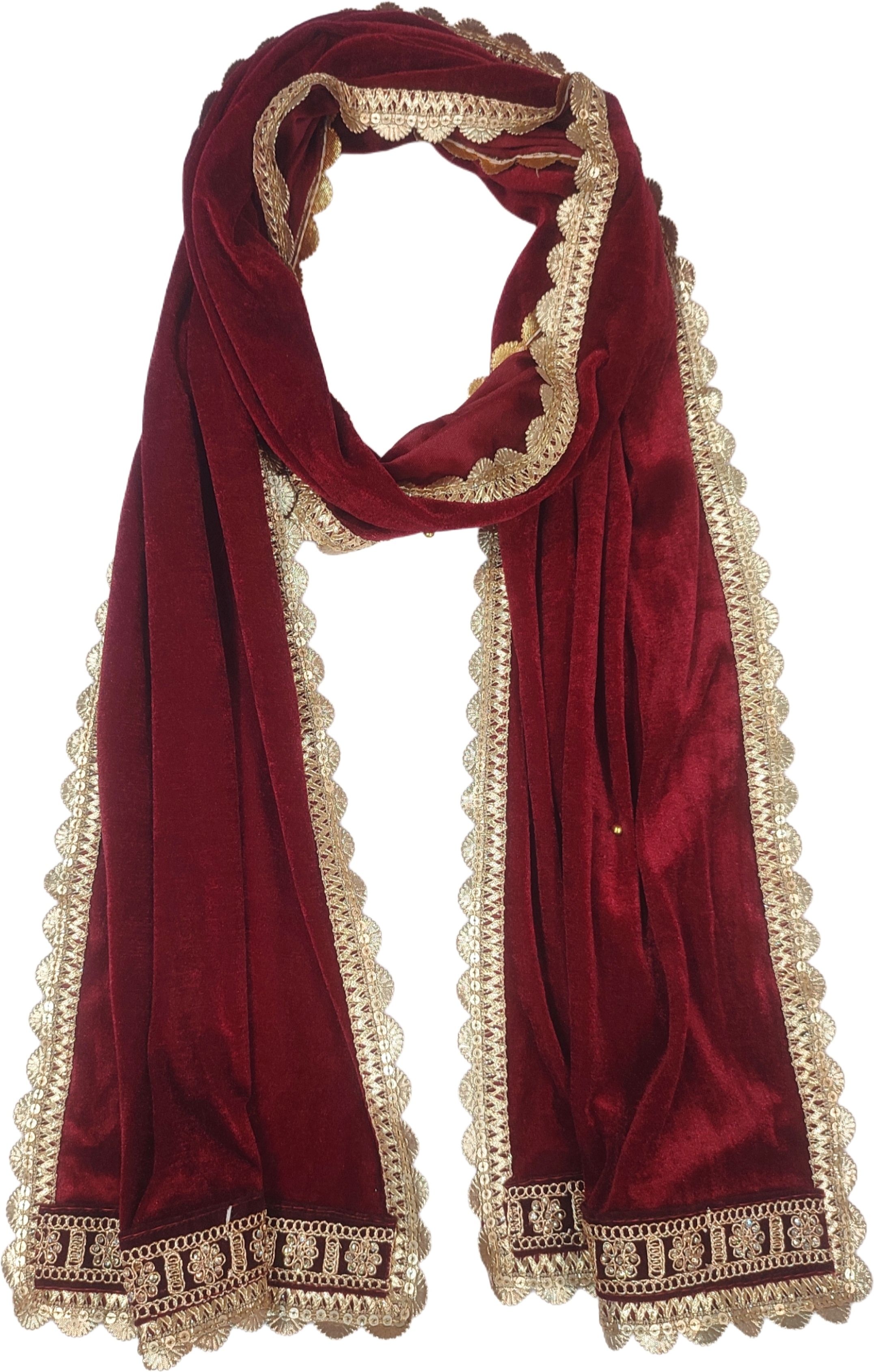 navti creations Velvet Embellished Maroon, Gold Men Dupatta-picture-48