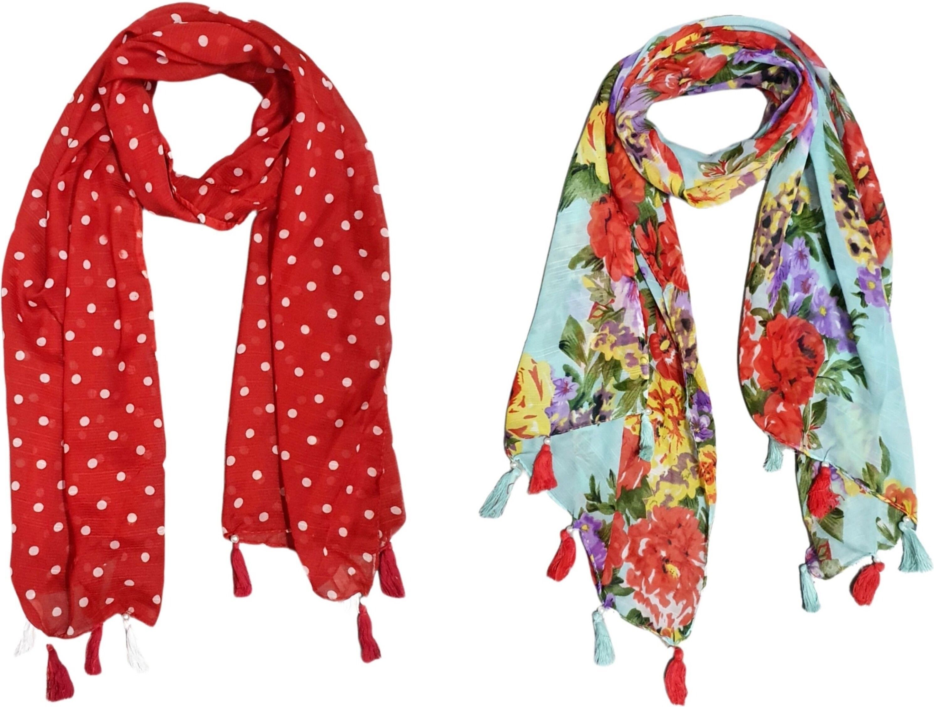 Printed Chiffon Women Multicolor Stole, Scarf, Fancy Scarf-image-32