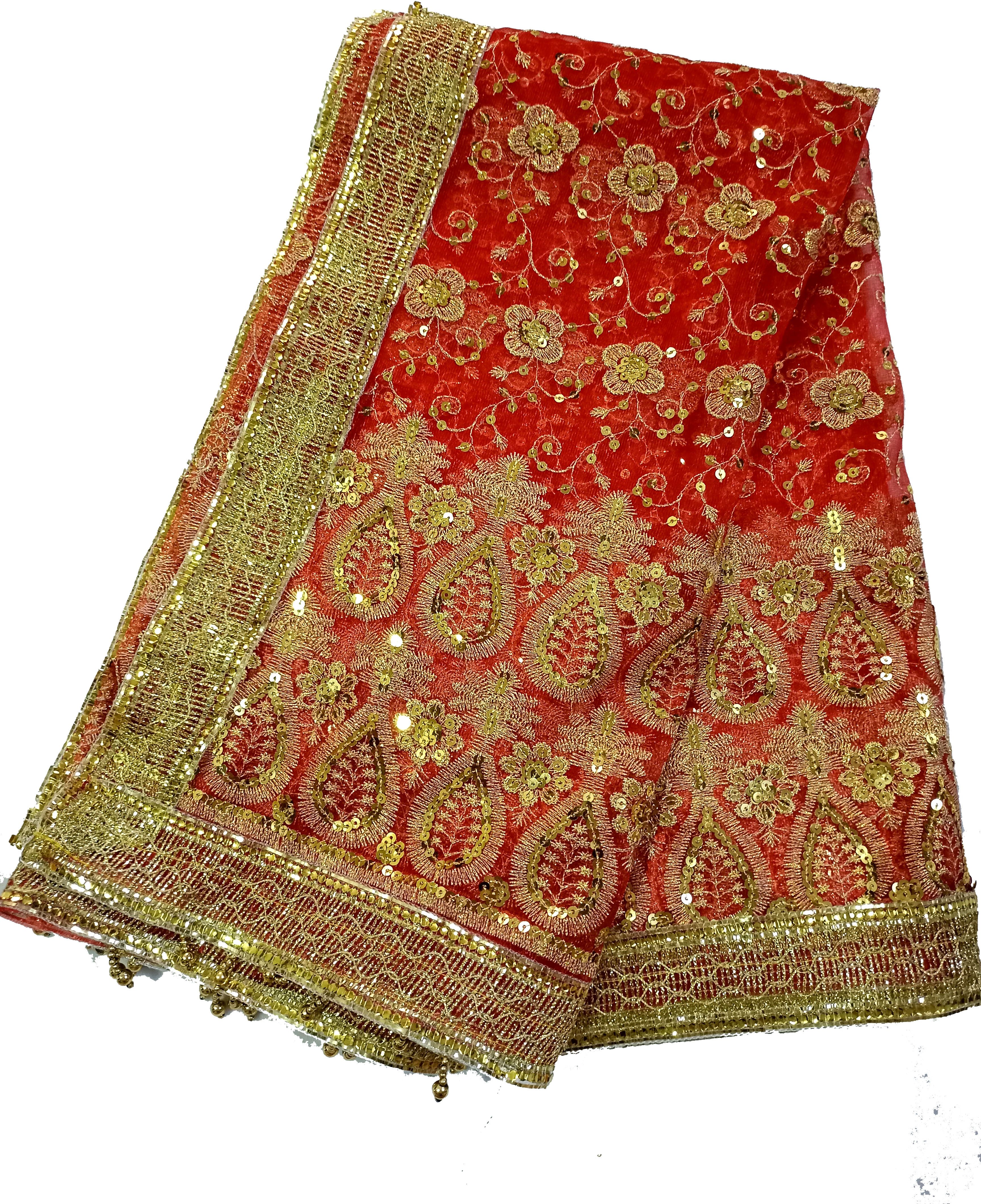 Georgette Embroidered Red Women Dupatta-image-24