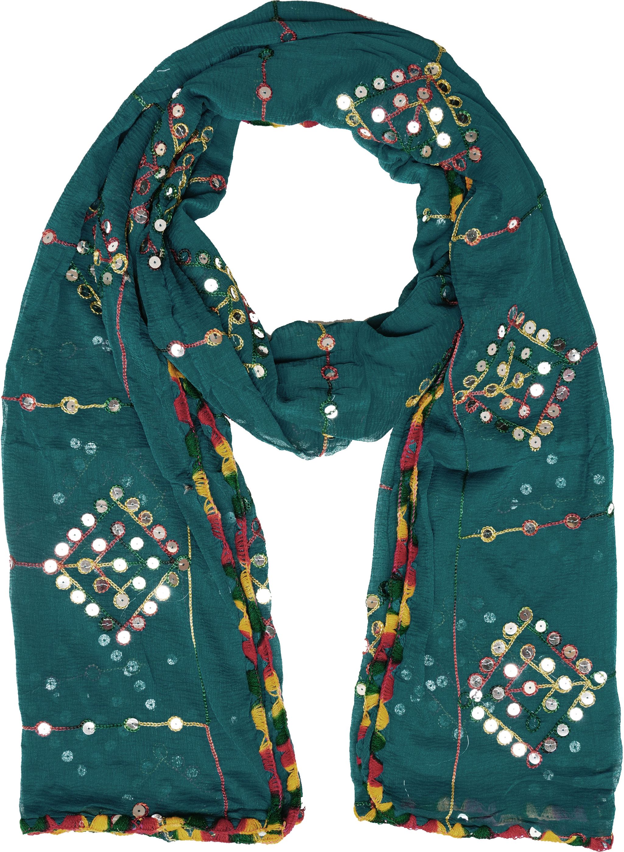whiteheaven Chiffon Embroidered Green Women Dupatta-picture-34
