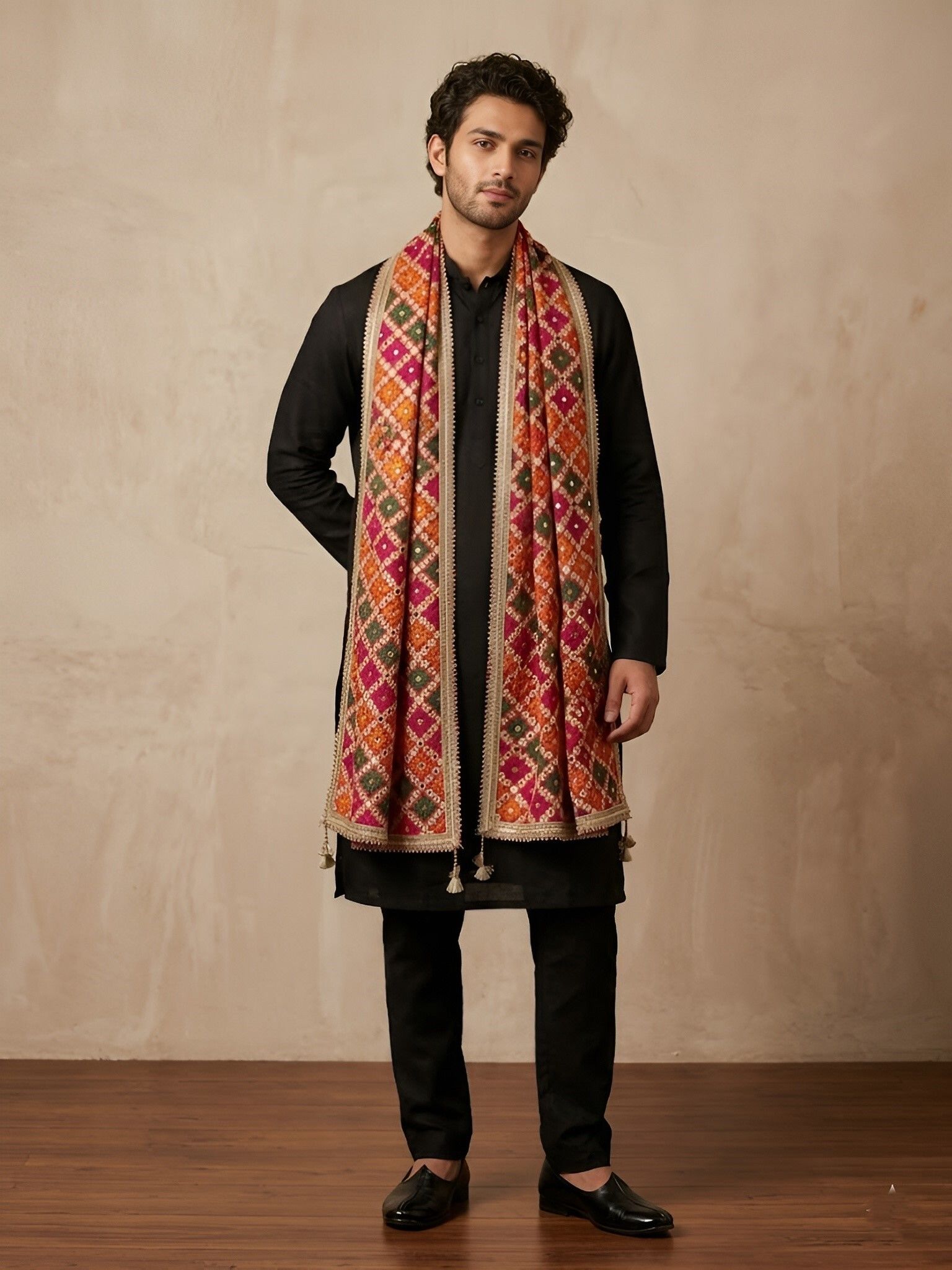 Poly Georgette Geometric Print Multicolor Men Dupatta-image-27