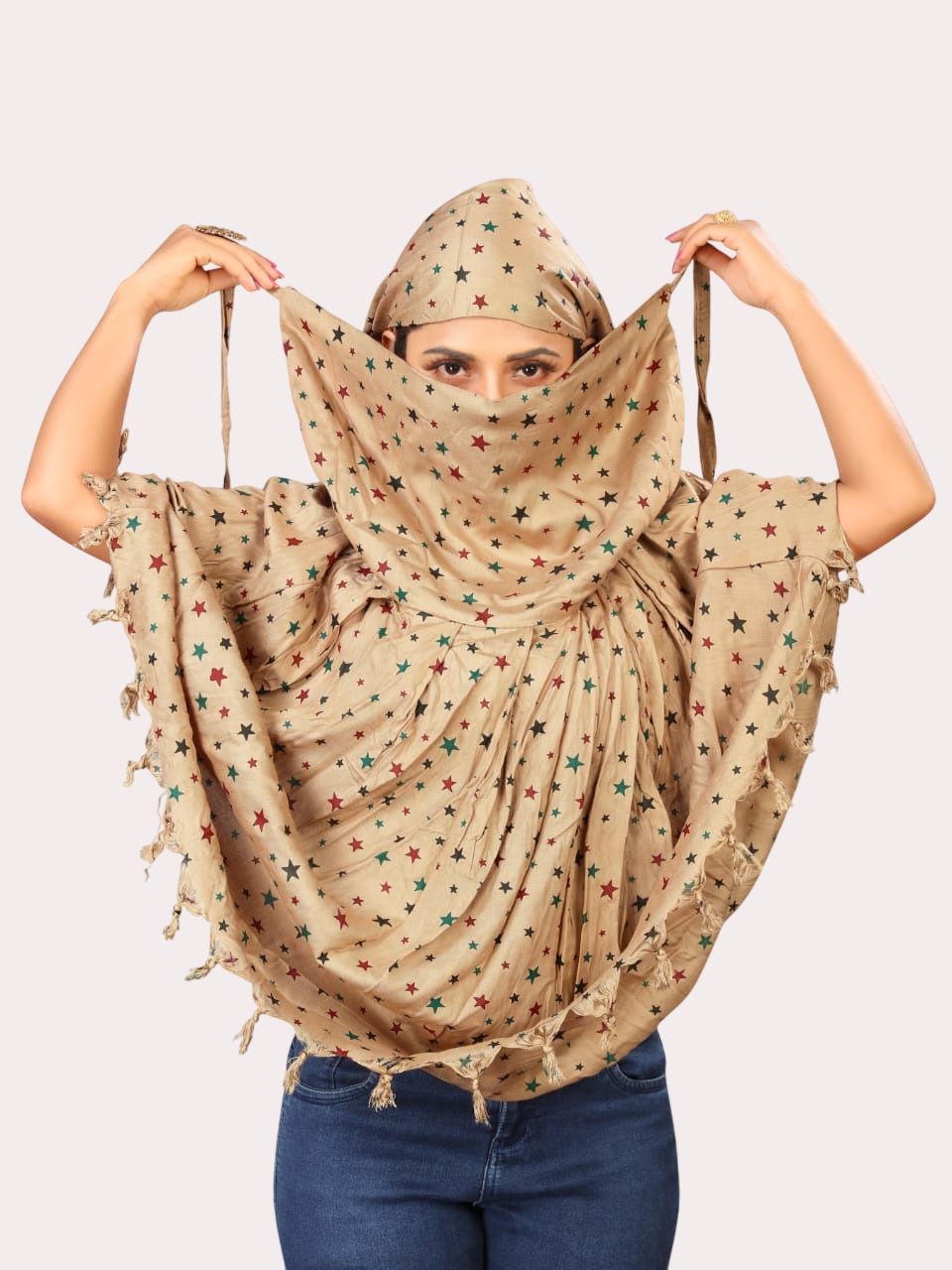 Rayon Printed Beige, Multicolor Women Dupatta