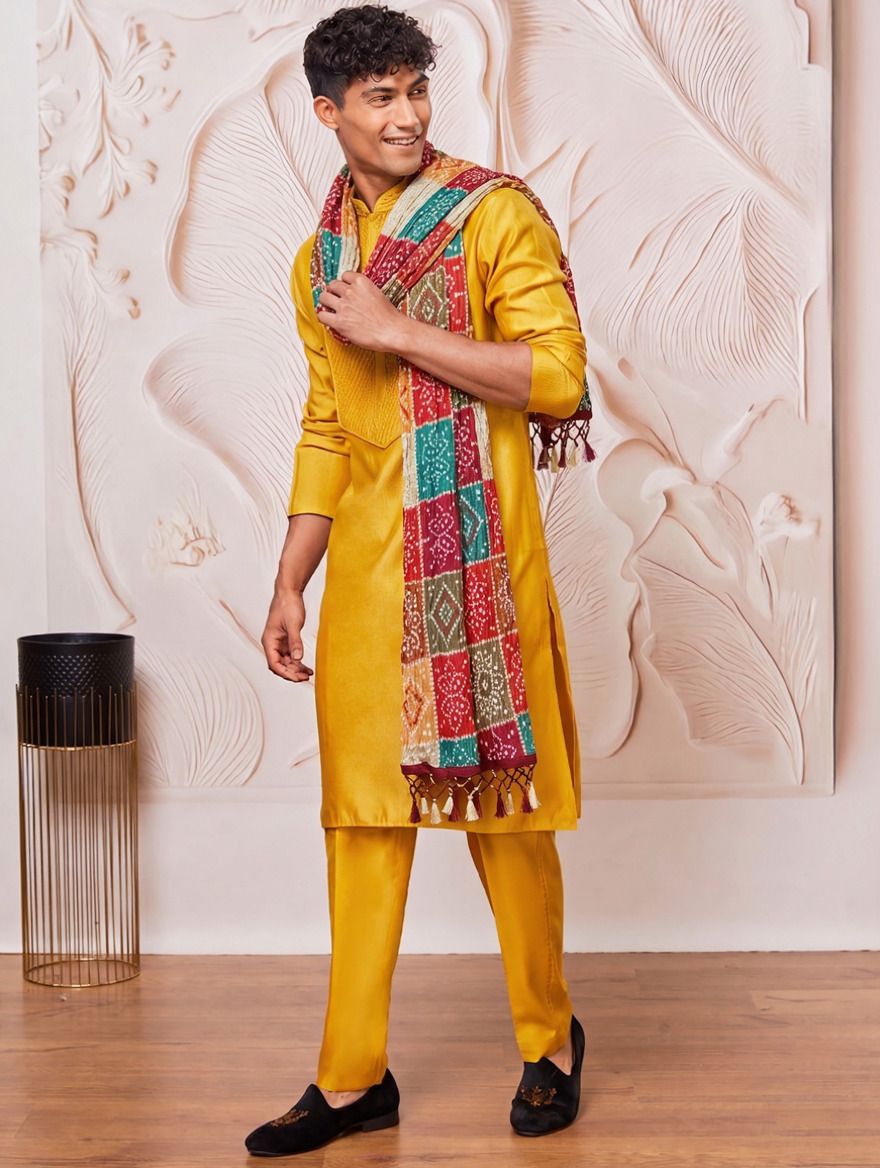 Cotton Silk Printed Multicolor Men Dupatta-image-18