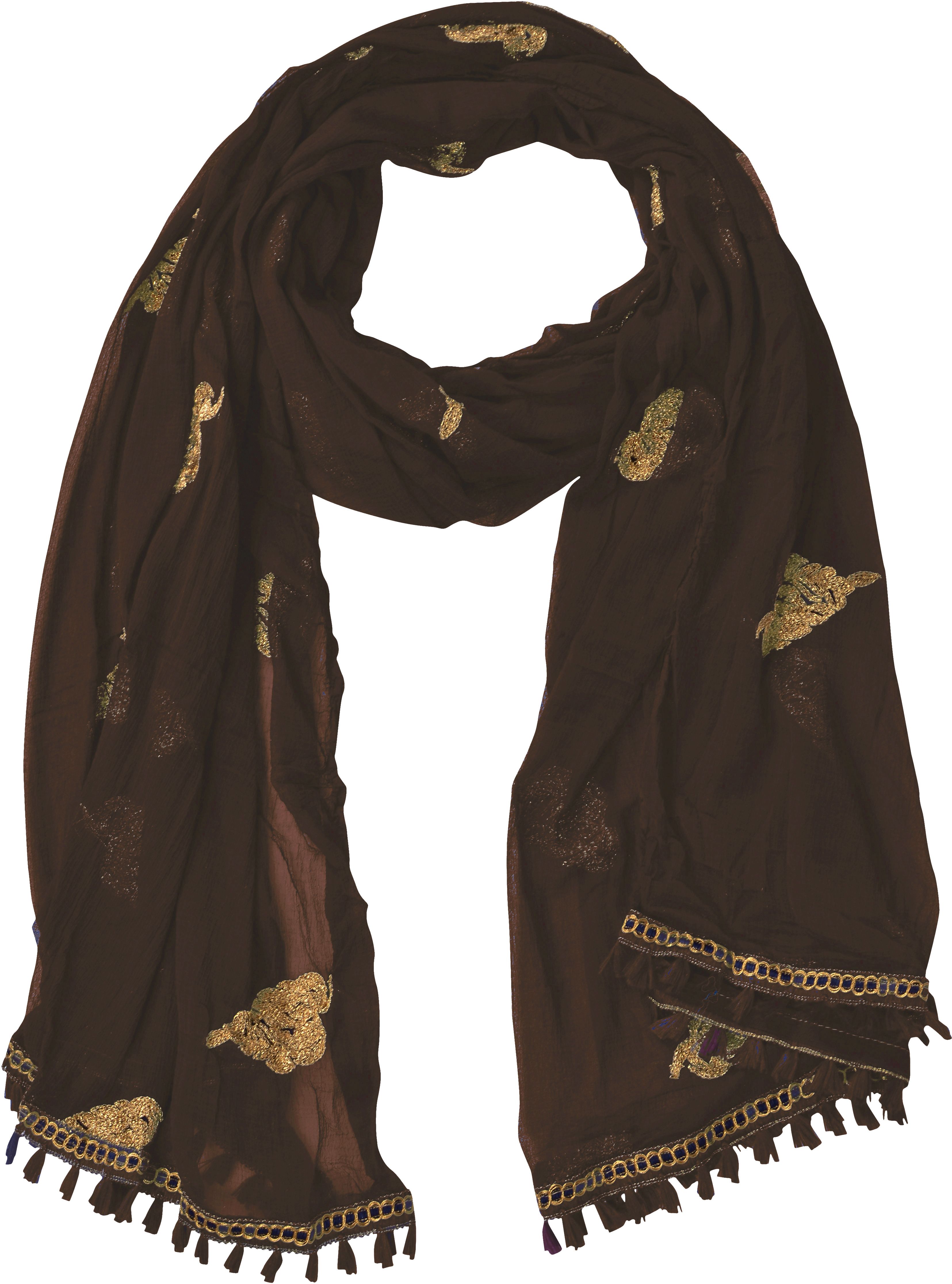 whiteheaven Chiffon Embroidered Brown Women Dupatta-picture-23