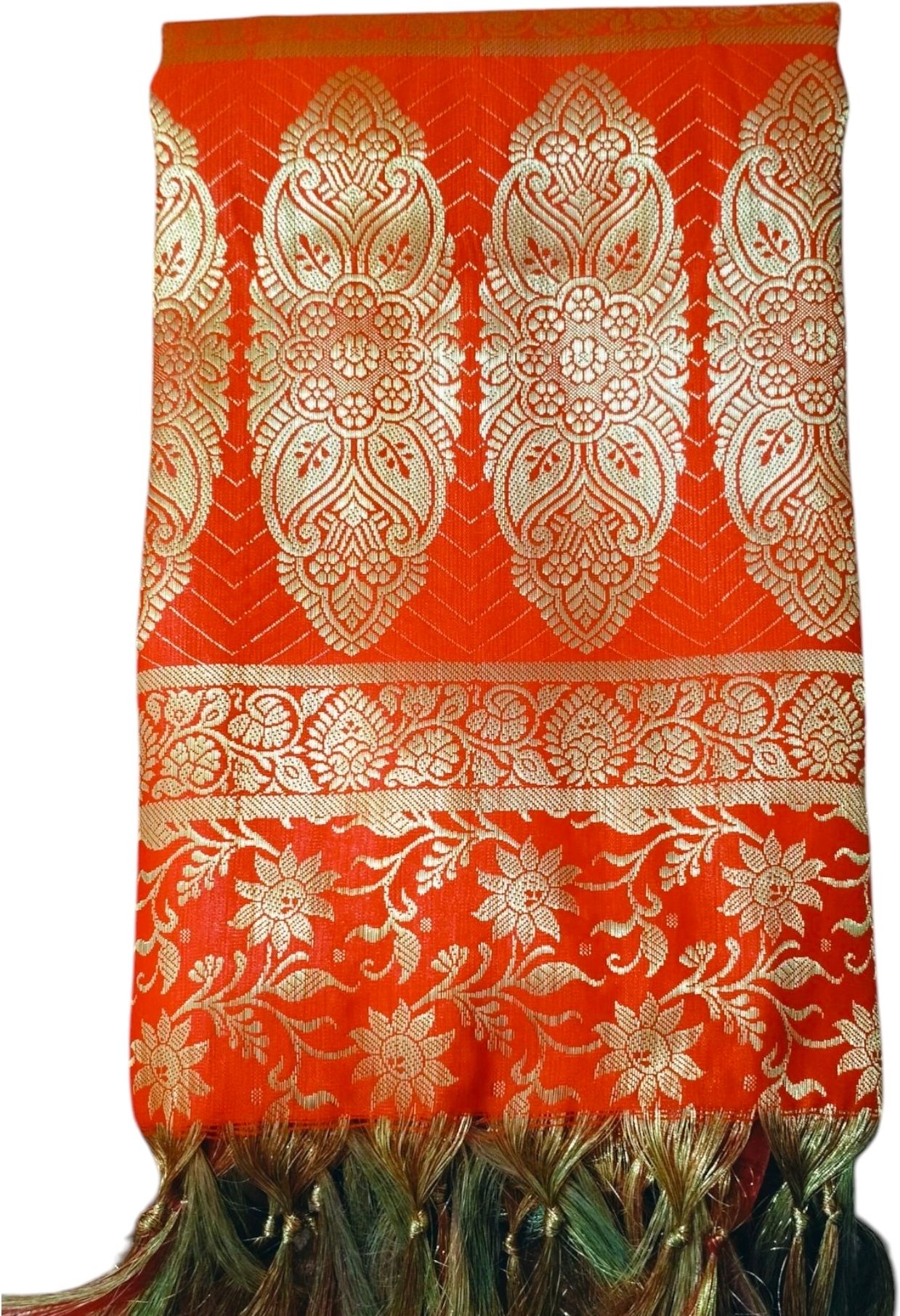 ishrattextile Art Silk Woven Orange Men Dupatta-picture-10