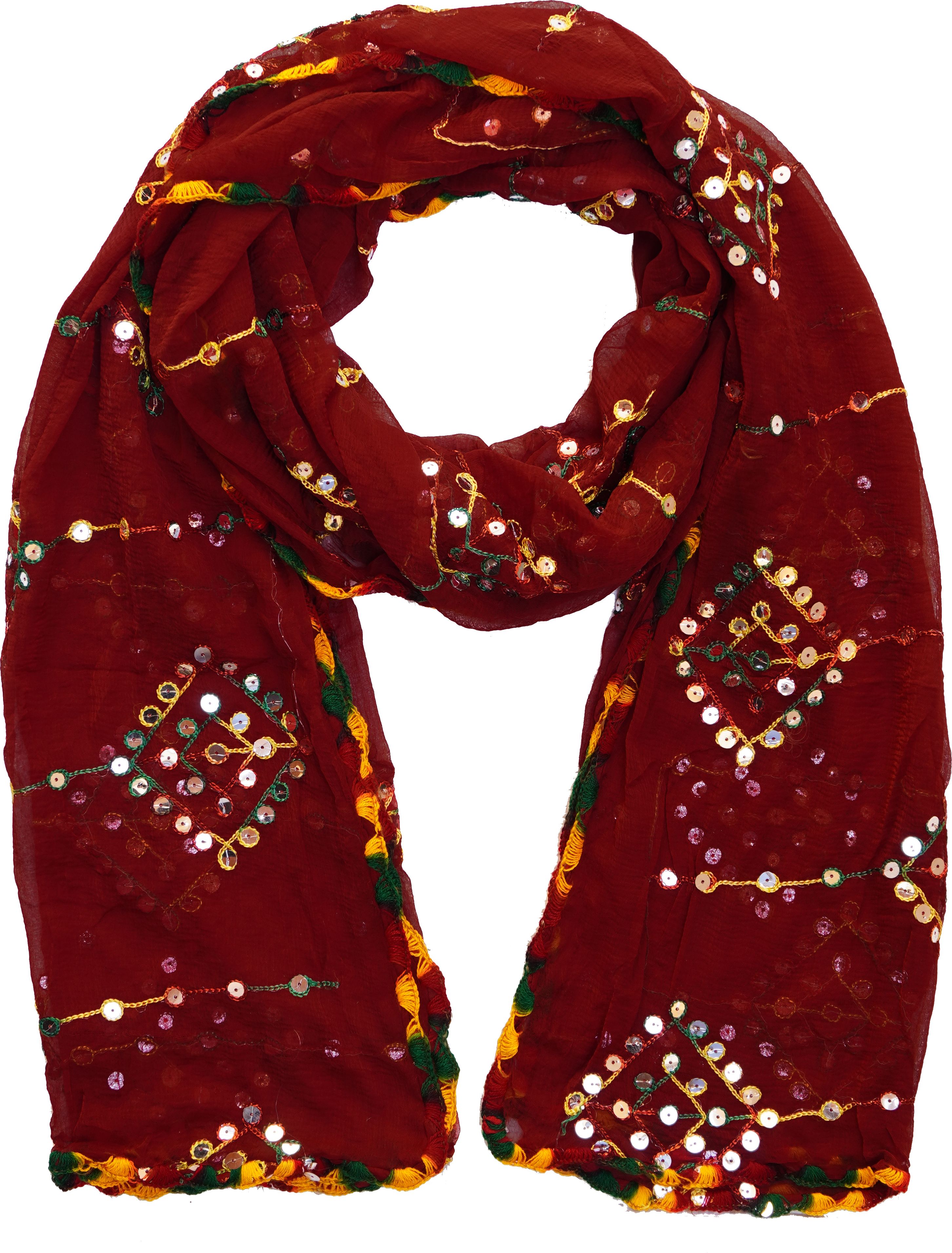 whiteheaven Chiffon Embroidered Maroon Women Dupatta-picture-30