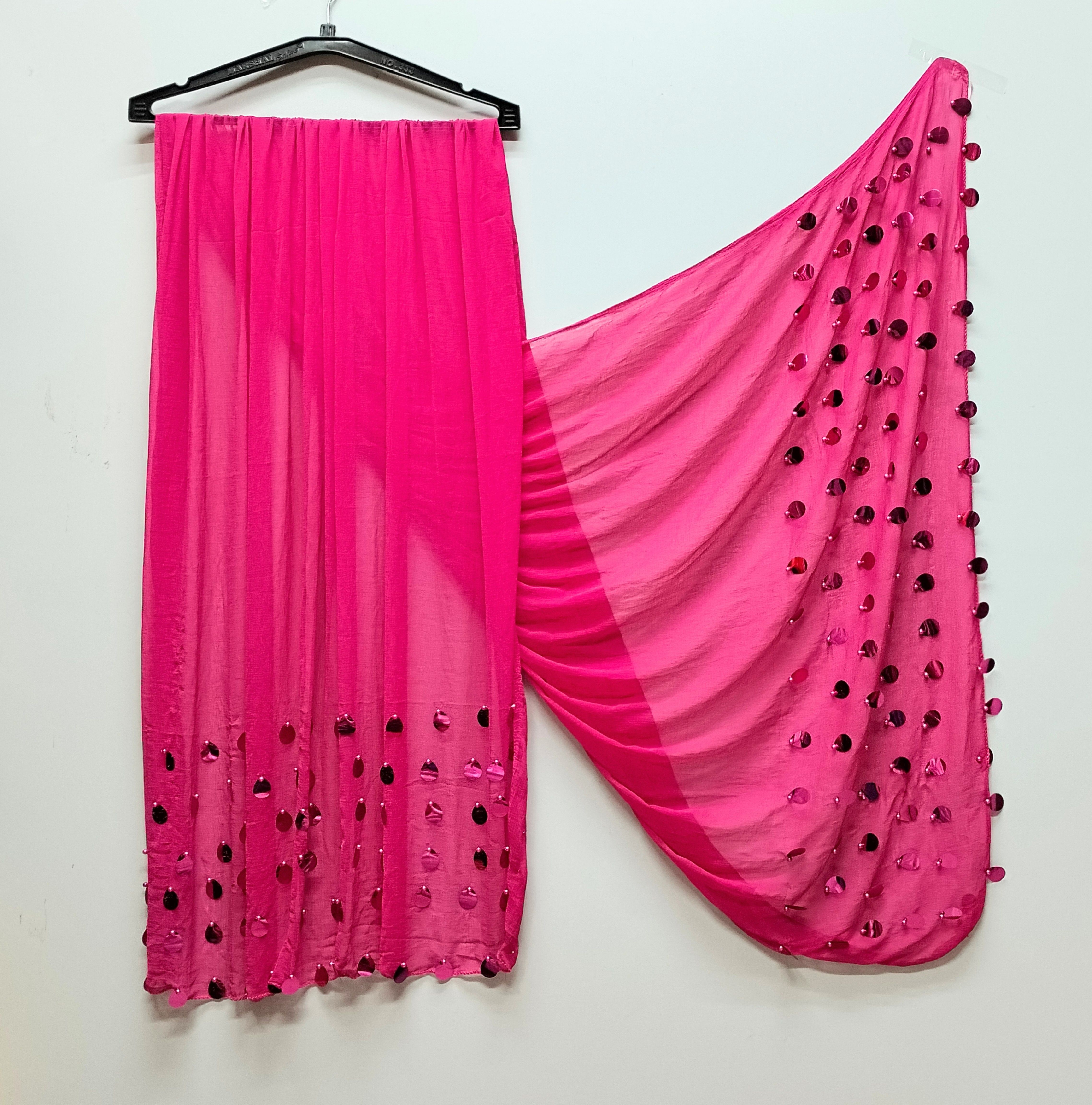 Chiffon Embellished Pink, Black Women Dupatta-image-17