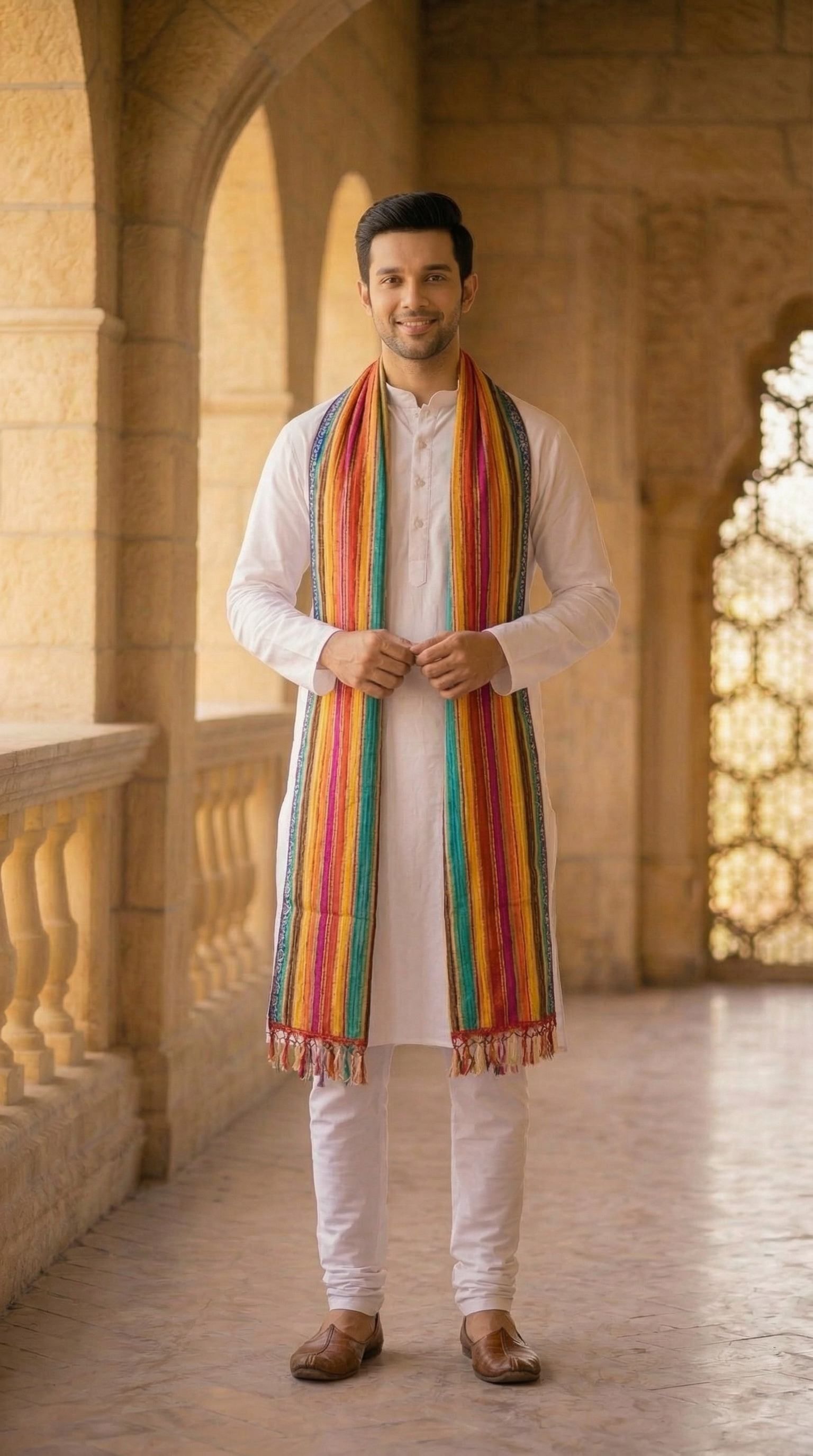 Chiffon Printed Multicolor Men Dupatta-image-43