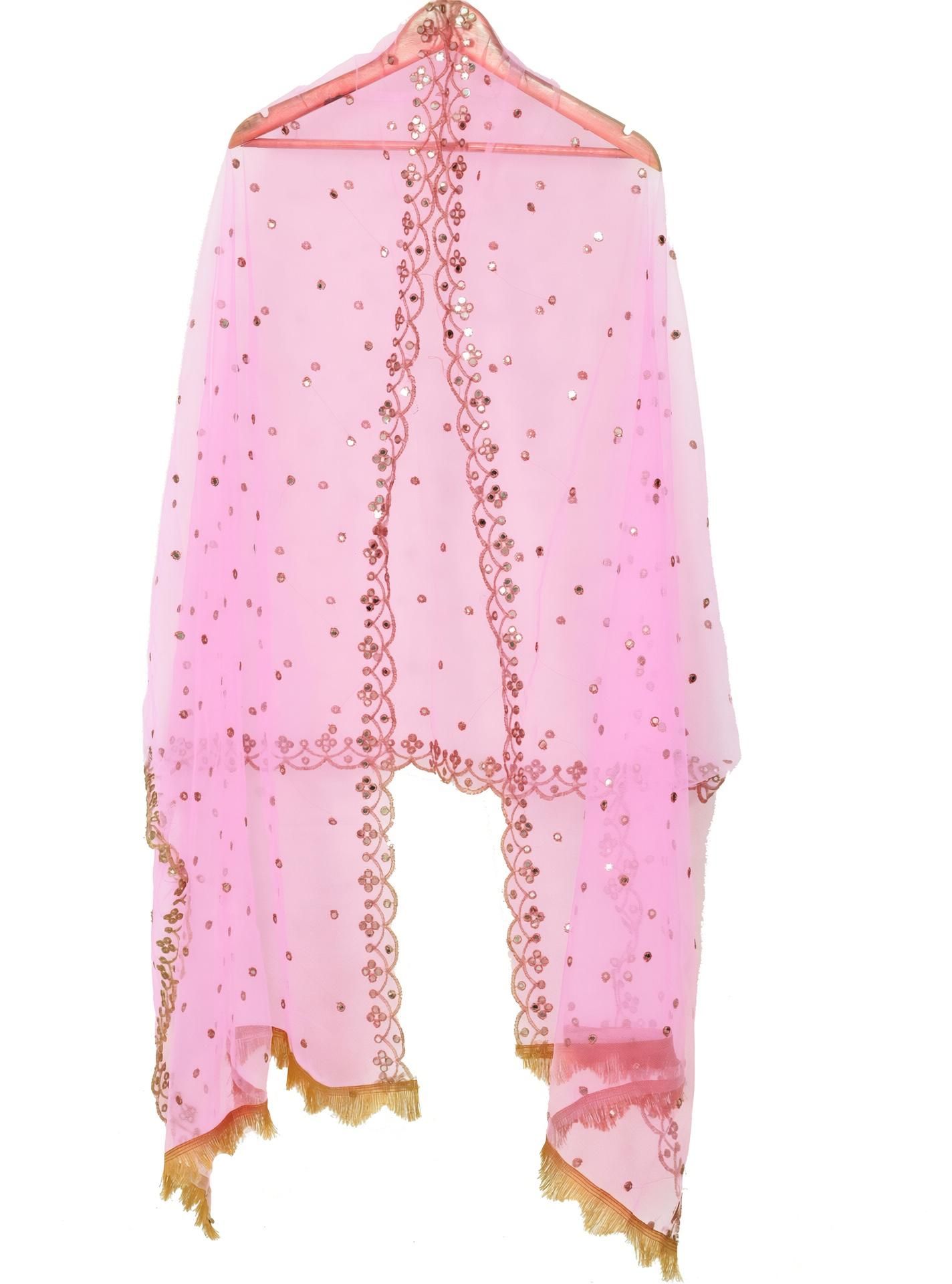 youthquake Net Embellished Pink Women Dupatta-picture-21