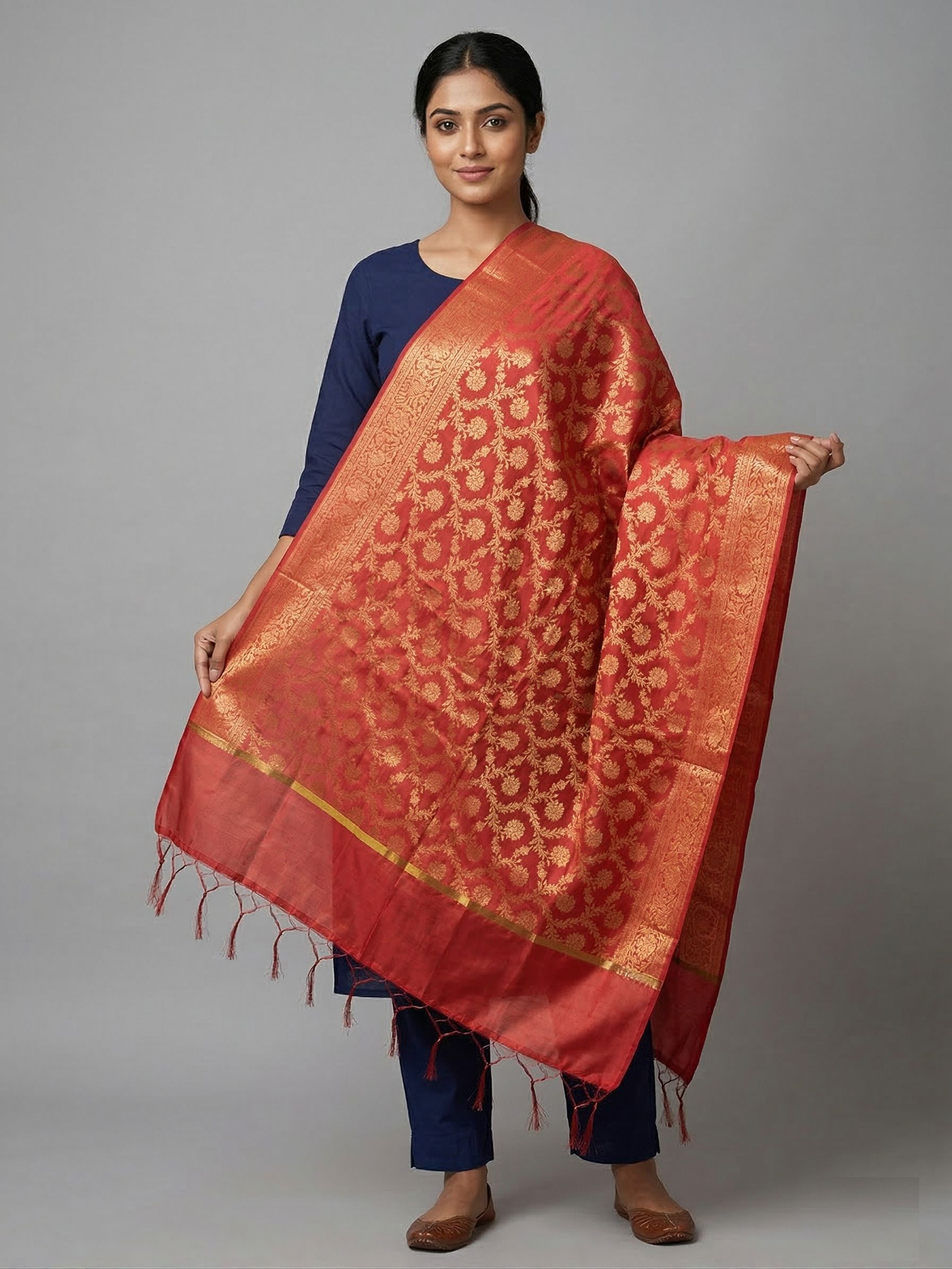unique exporter Art Silk Woven Red Men Dupatta-picture-31