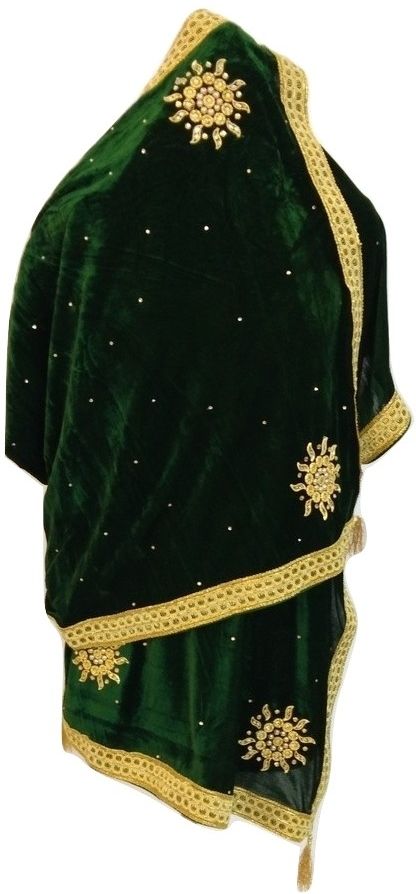 Velvet Embroidered Green Men Dupatta-image-38
