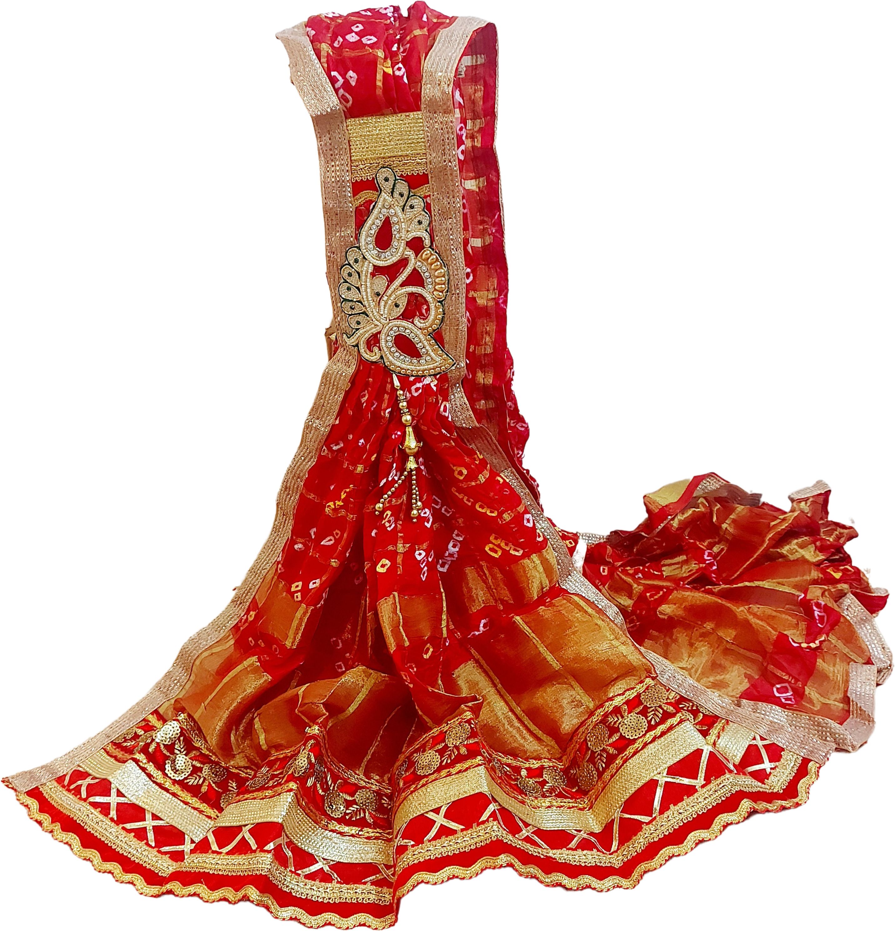 agrawal creations Silk Blend Embroidered Red Women Dupatta-picture-29