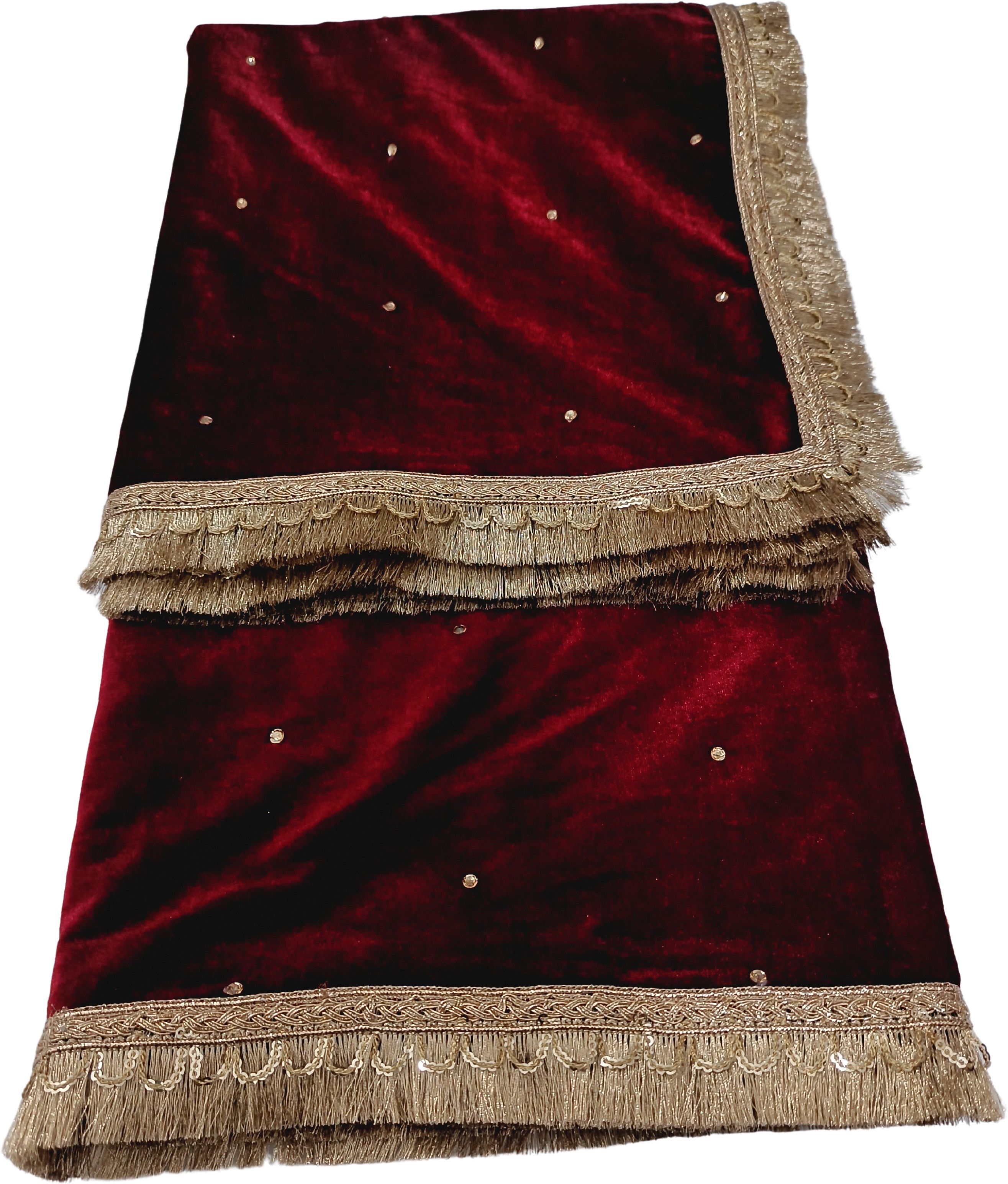 Velvet Self Design Maroon Women Dupatta-image-3