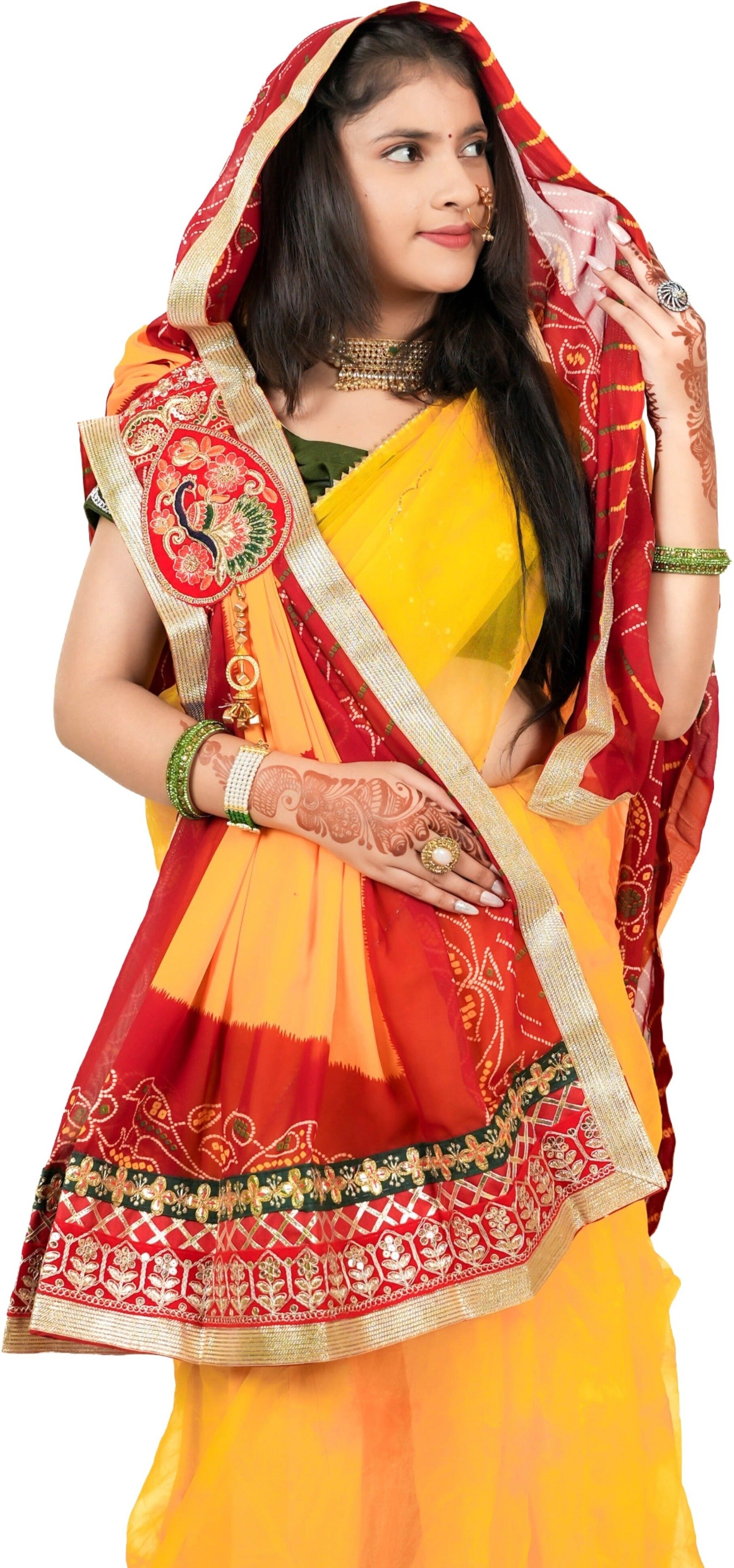 Poly Georgette Embroidered Yellow Women Dupatta-image-47