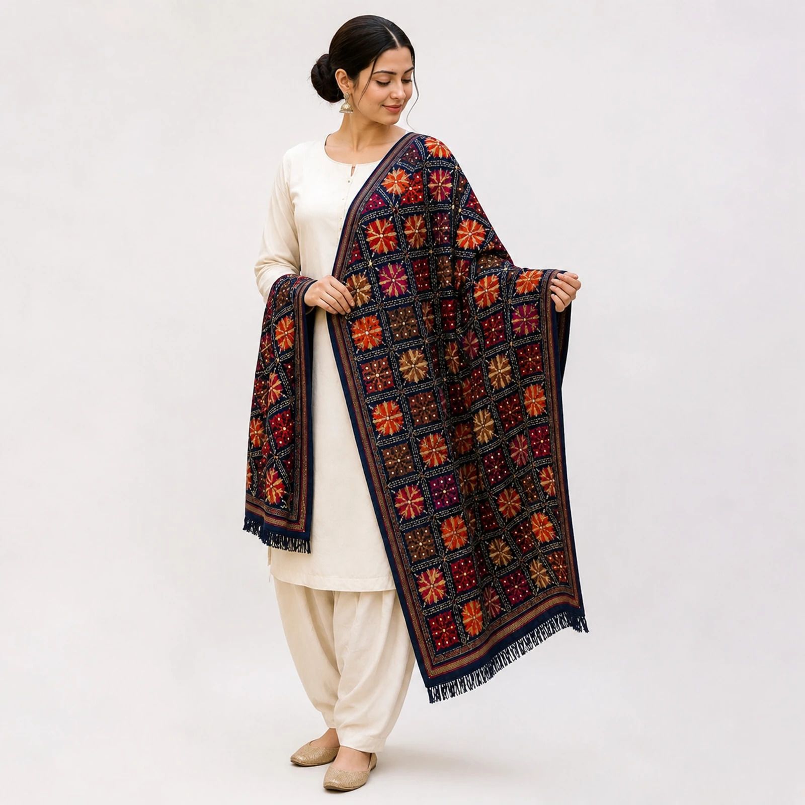 Chiffon Embroidered Multicolor Men Dupatta-image-10