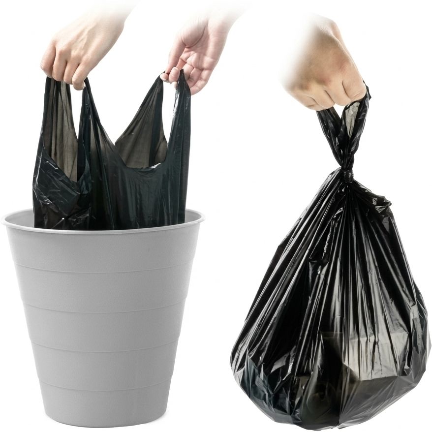 20×26 black heavy duty poly bag with handle Plastic Dustbin-image-27
