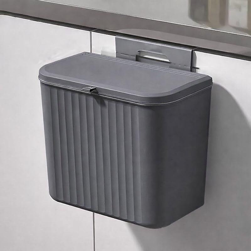 kahaan enterprises Wall Mounted Kitchen Dustbin with Lid | Hanging Cabinet Trash Bin | Waste Bin Plastic Dustbin-picture-11