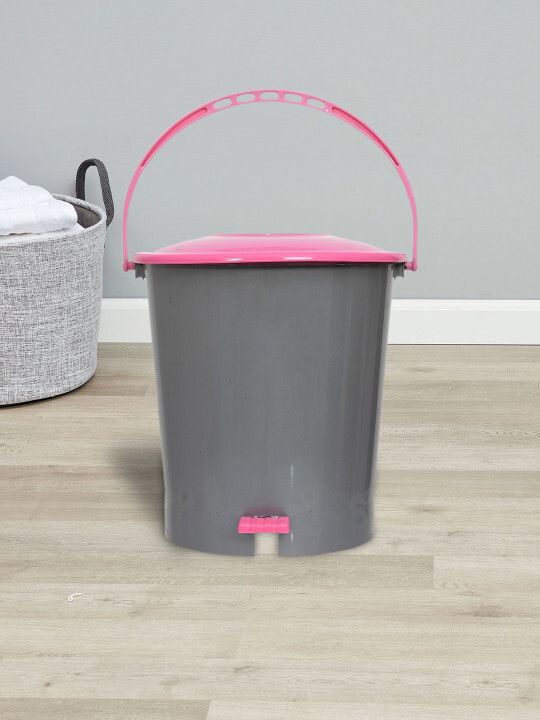 Plastic Pedal Dustbin/Wastebin With Handle, 5 Liter (Grey & Pink) Plastic Dustbin-image-29