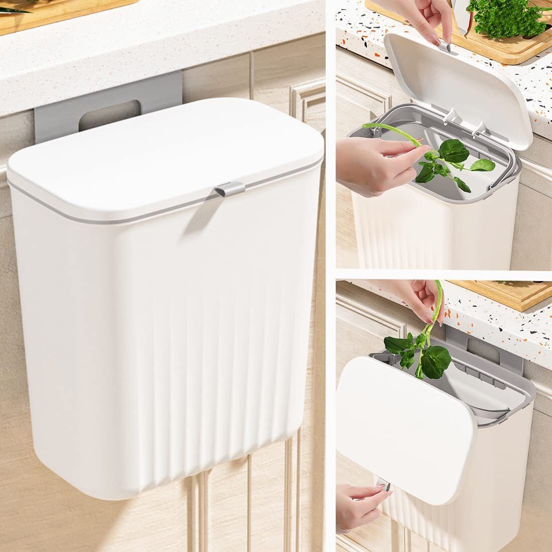Plastic Hanging Kitchen Dustbin with Lid, Ideal for Home & Office Plastic Dustbin-image-9