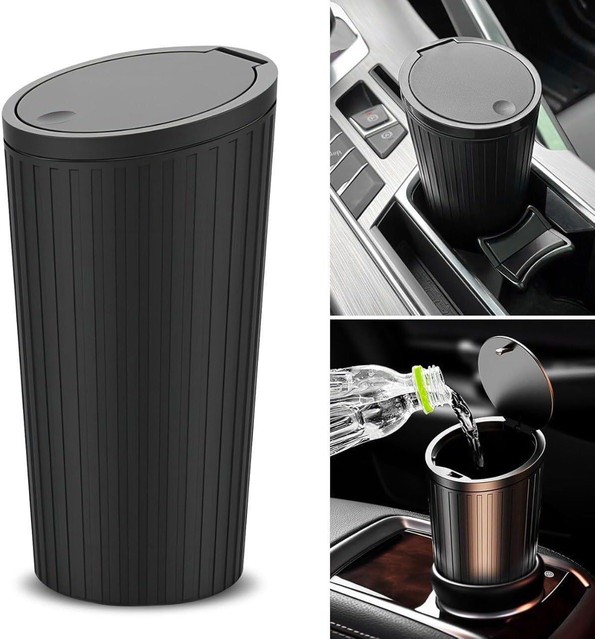 dwarav Plastic Mini Car Trash Can With Lid Car Trash Bin Bag-picture-11