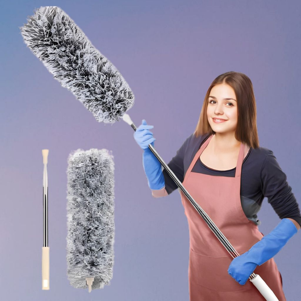 Reusable Ceiling Cleaning Brush with Extendable Stainless Handle Dry Duster-image-5